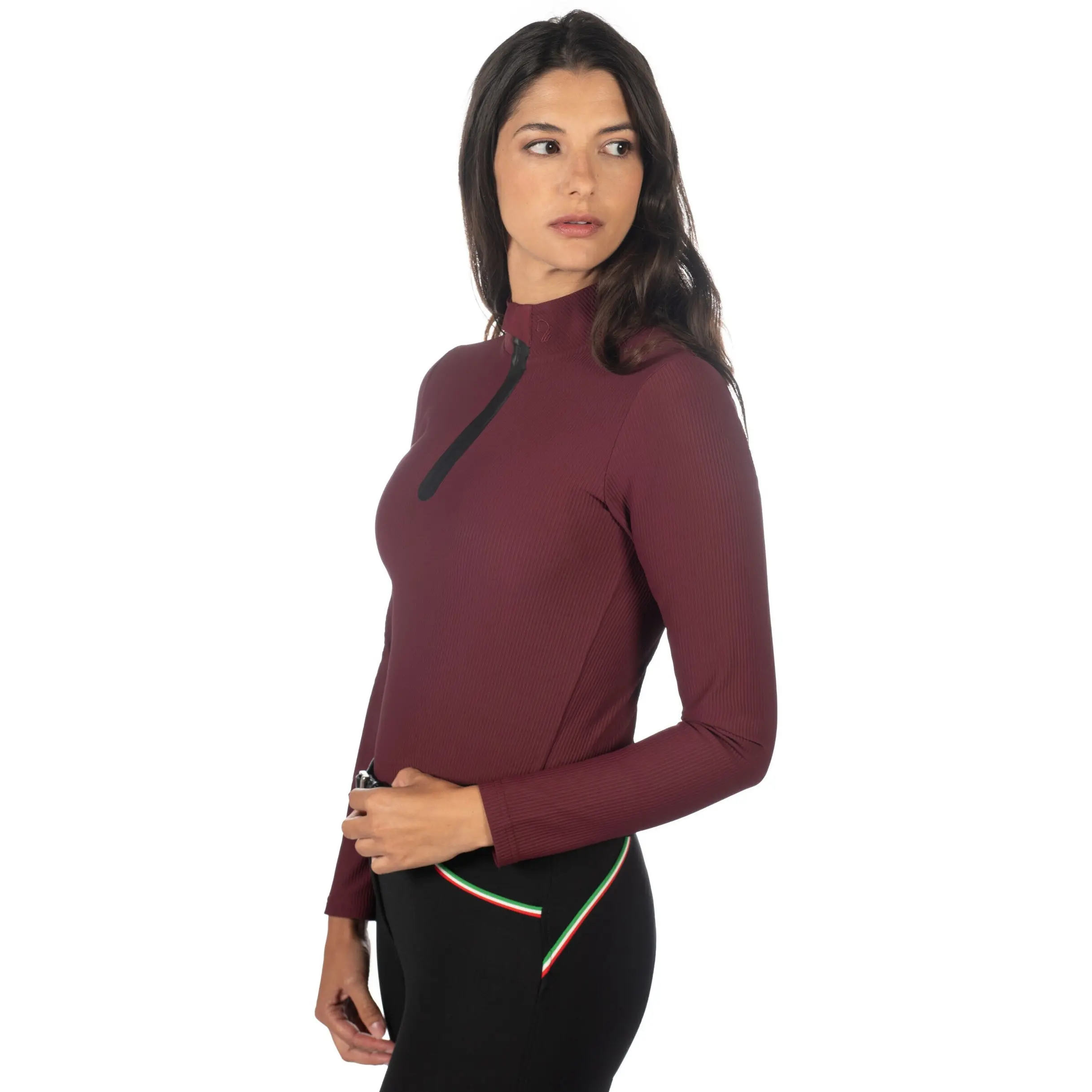 Damen Funktionsshirt LIVIGNO RIBBED bordeaux