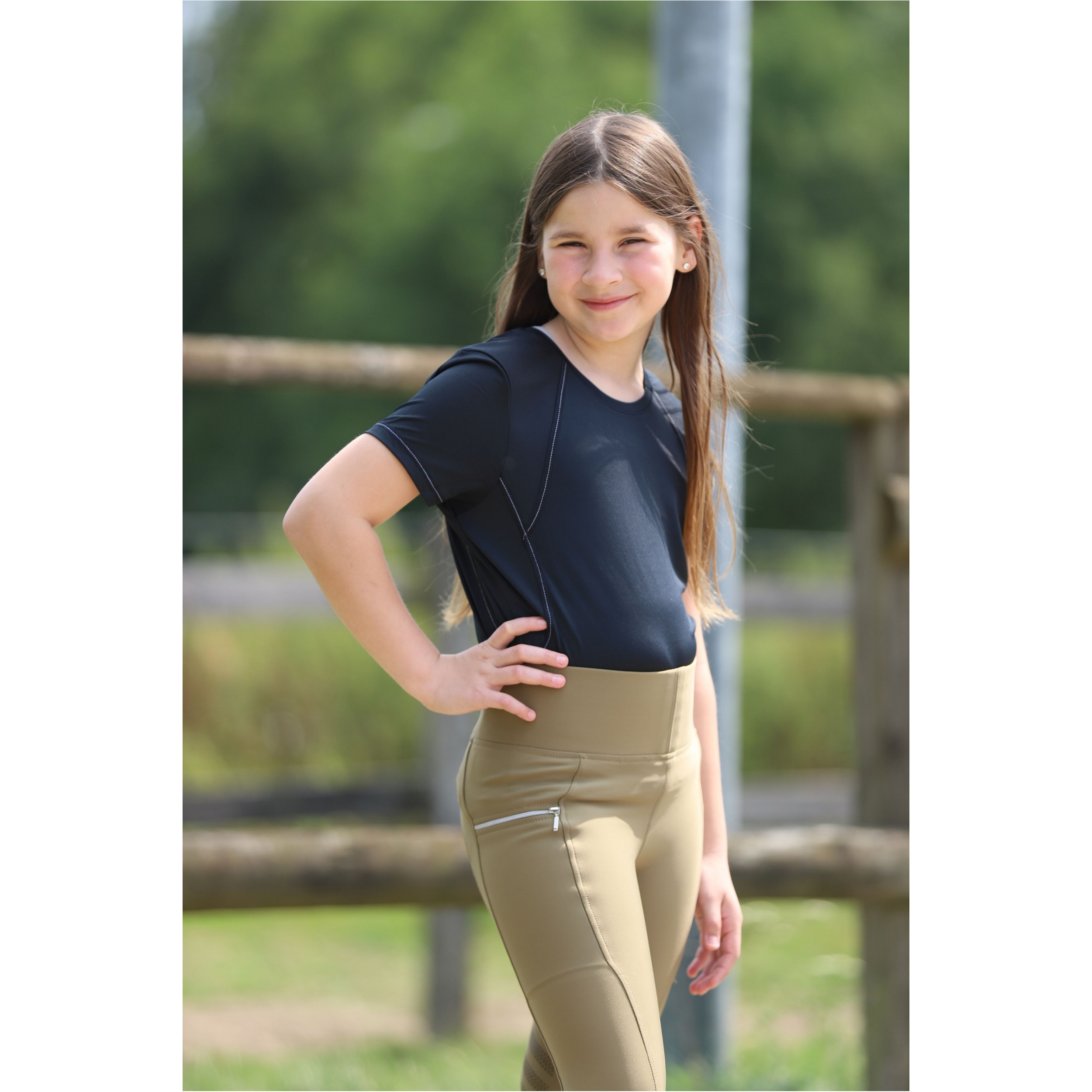 Kinder Reitleggings Silikon Vollbesatz FENJA avocado