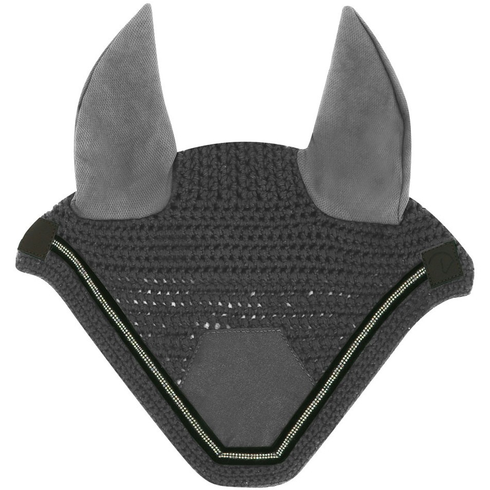 Fliegenohrenhaube mit Strass DOMINO grau