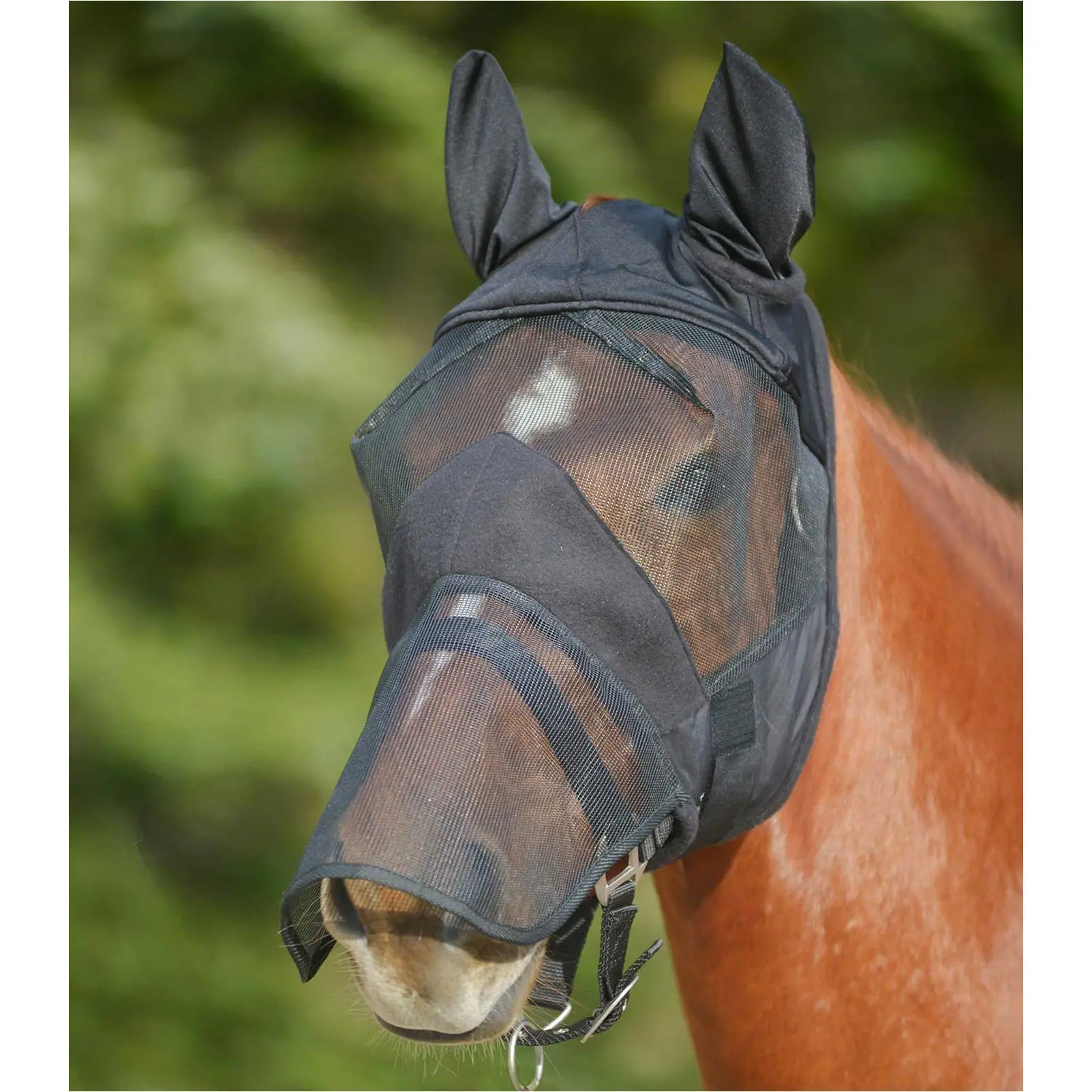 Fliegenmaske mit Ohren- und Nasenschutz PREMIUM schwarz Fliegenmaske mit Ohren- und Nasenschutz PREMIUM schwarz