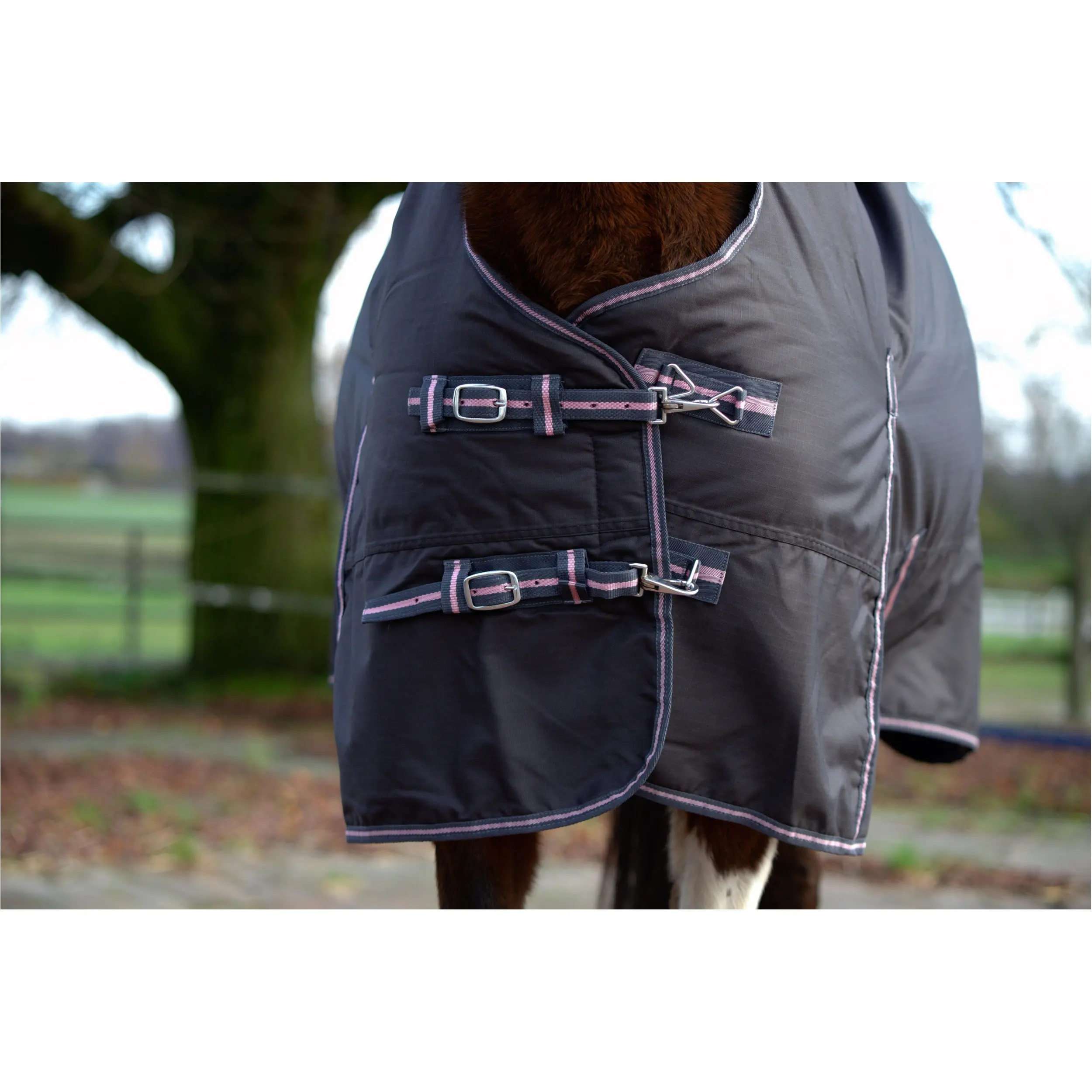 Winterdecke High Neck 100g Füllung 600D BASICLINE graphit/koralle