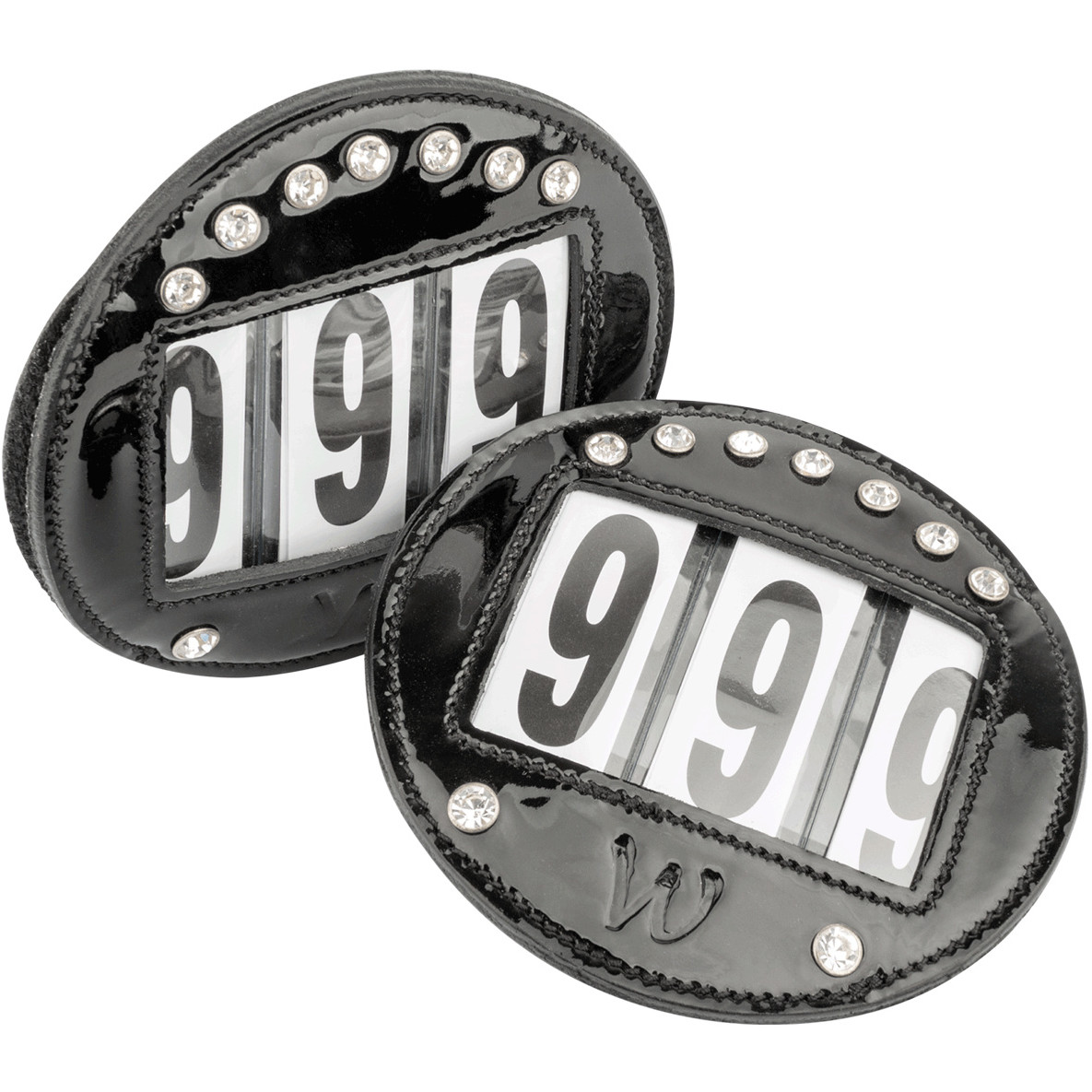 Kopfnummern 3-stellig Lackleder schwarz 9,5cm