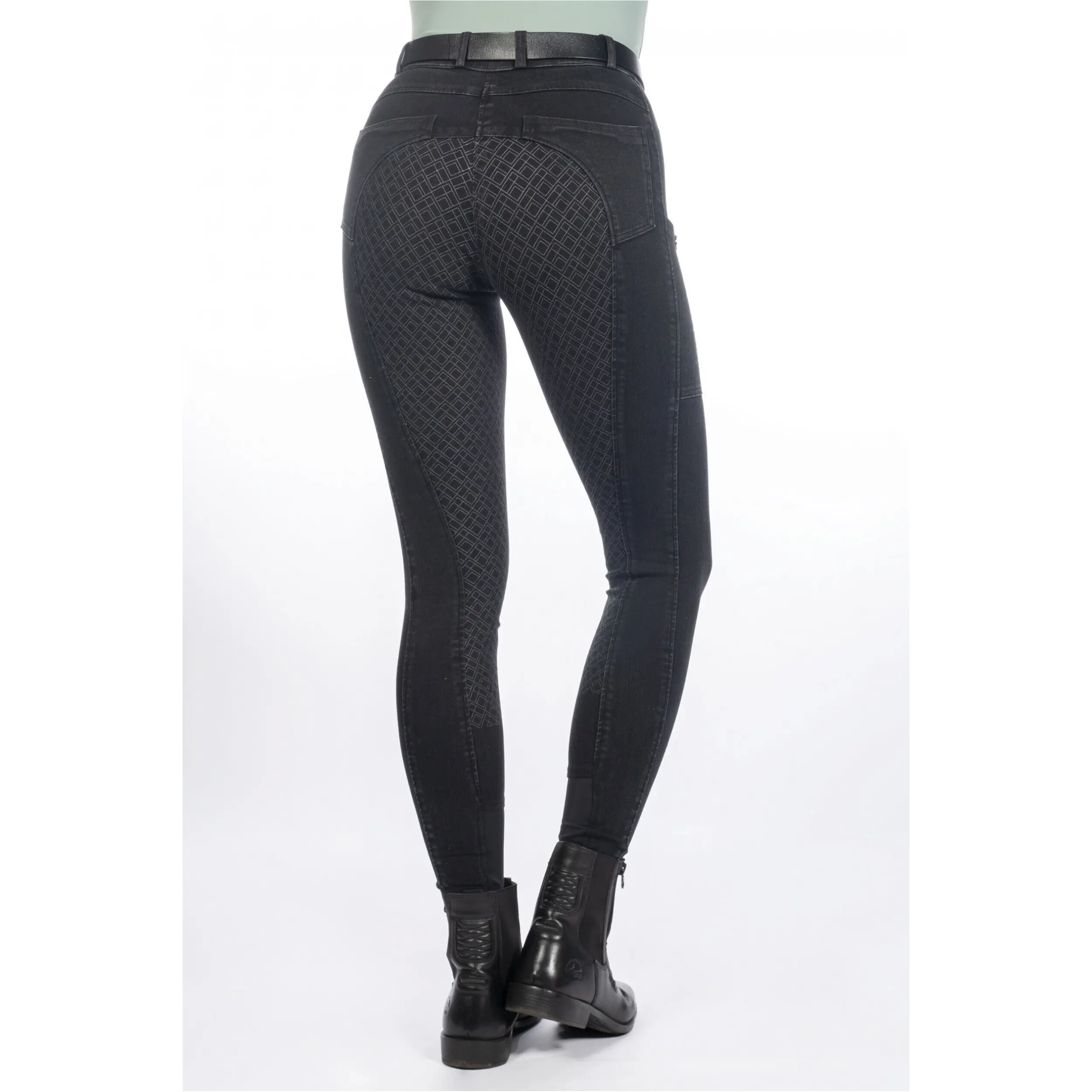 Damen Reithose Silikon Vollbesatz HARBOUR ISLAND DENIM schwarz