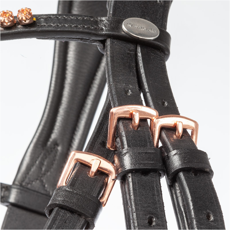 Trensenzaum mit schwedischen Reithalfter ROSE schwarz