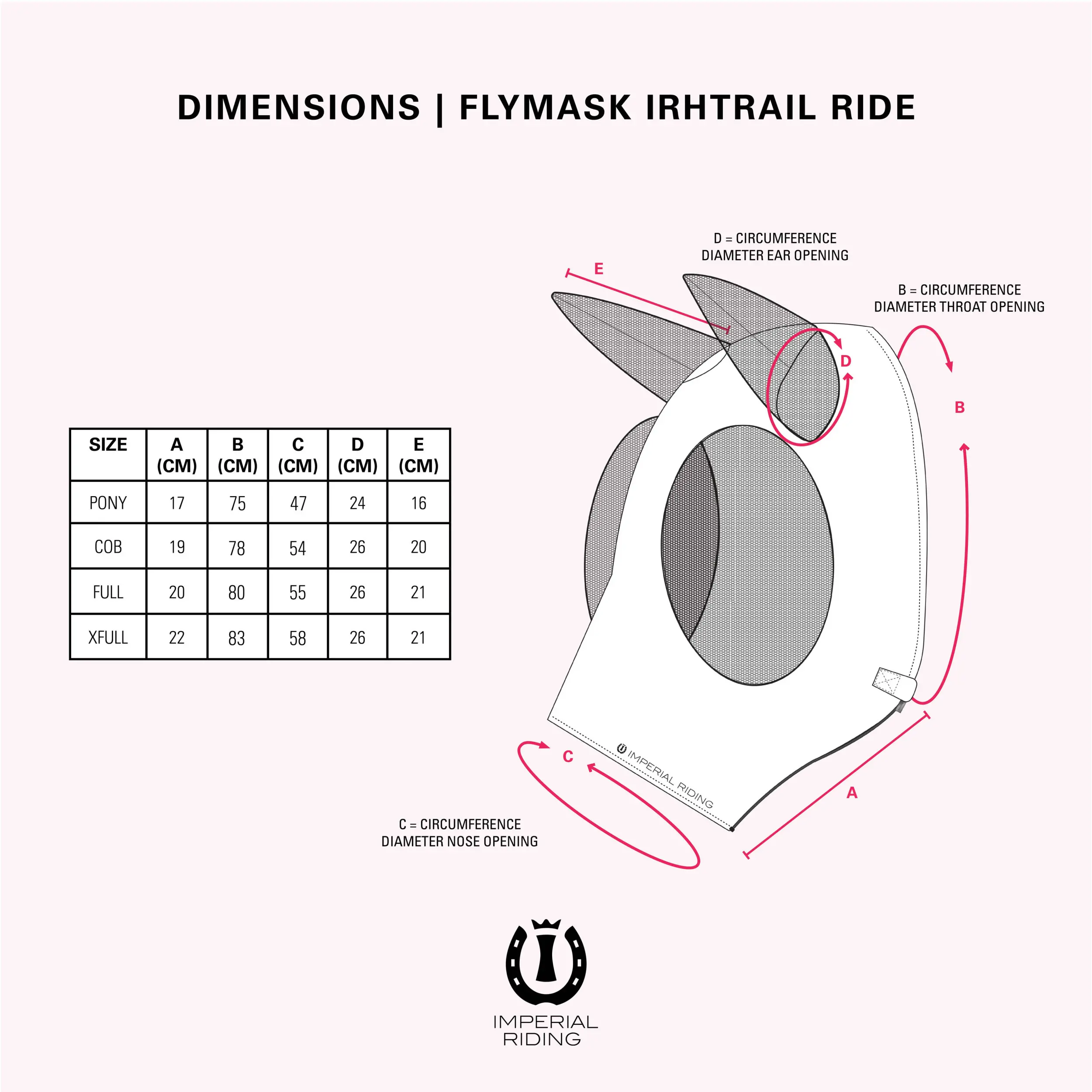 Fliegenmaske IRHTrail ride basic pink Fliegenmaske IRHTrail ride basic pink