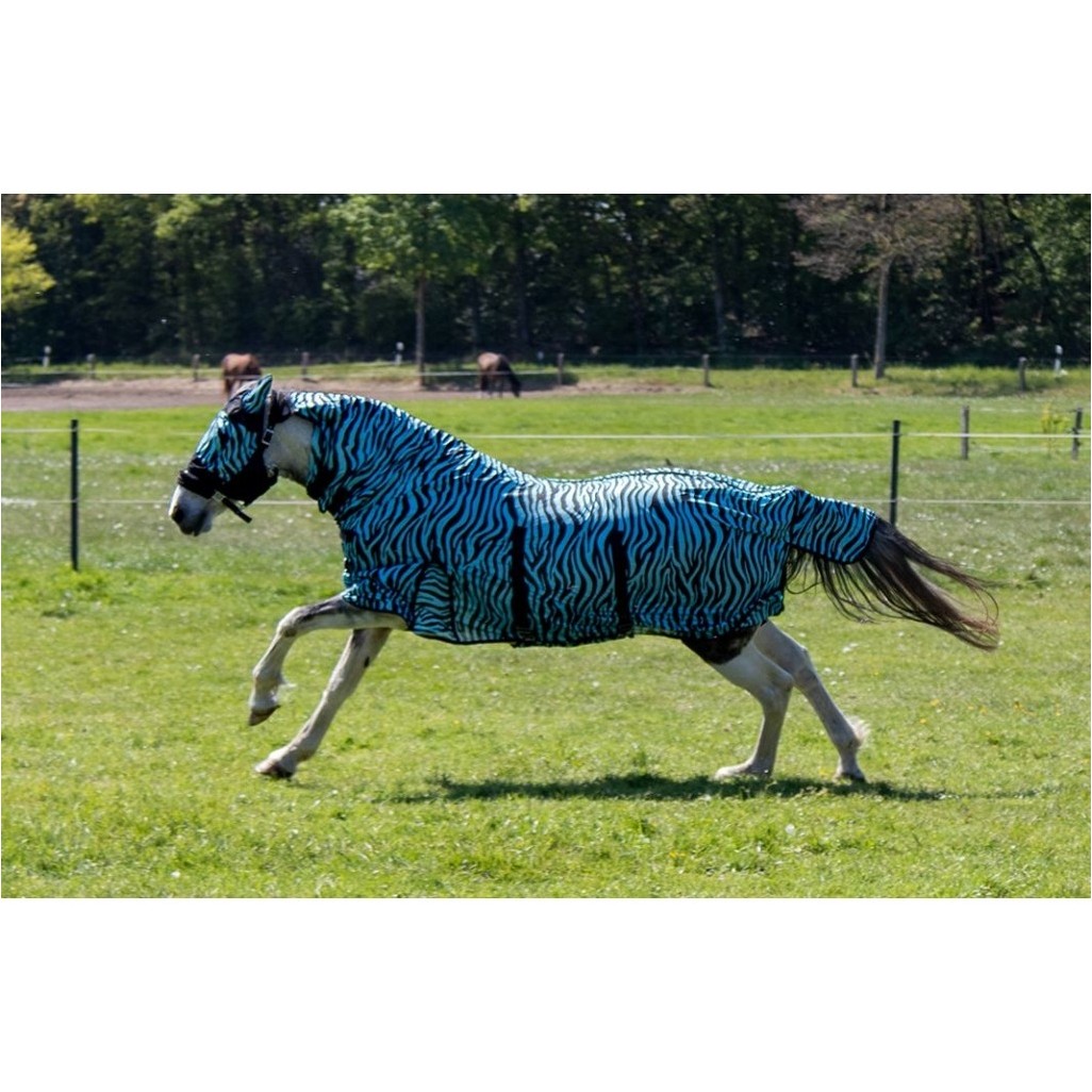 Fliegendecke mit Halsteil ZEBRA AQUA aqua/schwarz
