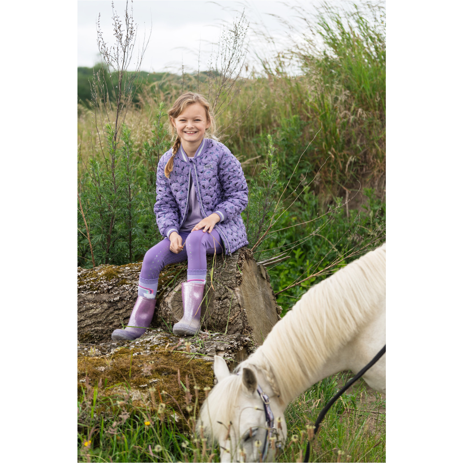 Kinder Reitleggings Silikon Vollbesatz MOLLY aster purple