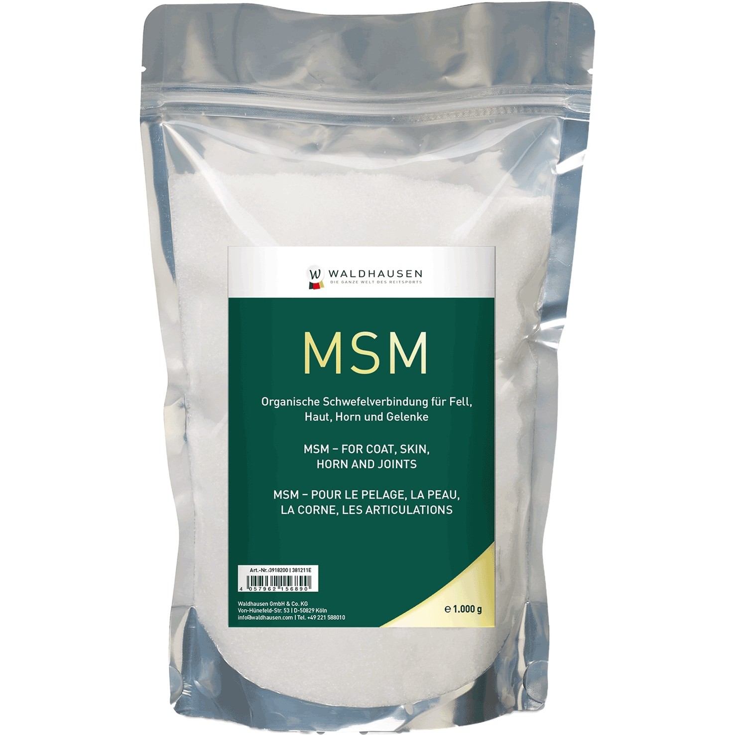 MSM für Fell, Gelenke, Haut und Horn 1000g 