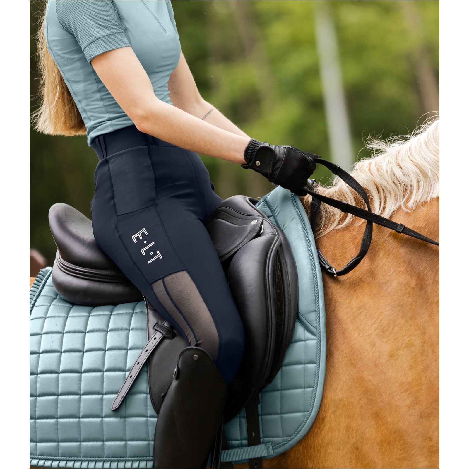 Sommer Damen Reitleggings Silikon Vollbesatz NINA Mesh tiefblau