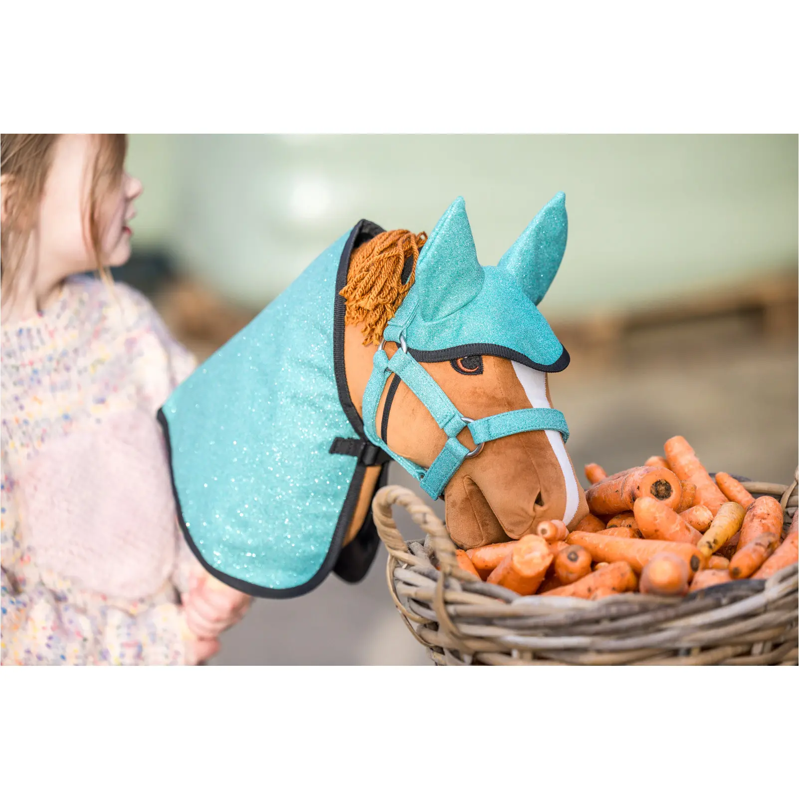 Spielzeugset Decke mit Fliegenhaube blau glitter