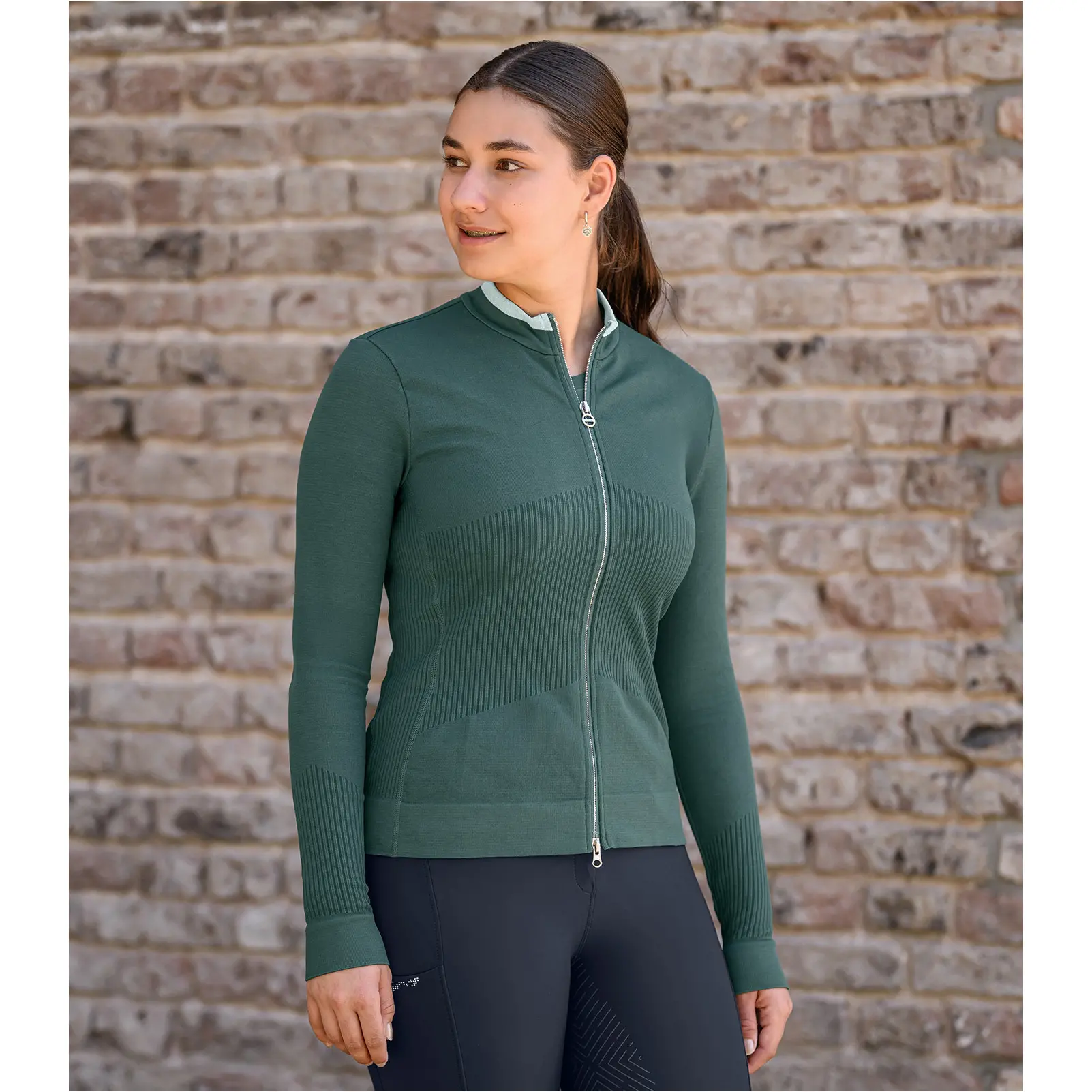 Damen 3D-Strick Funktionsjacke STOCKHOLM piniengrün