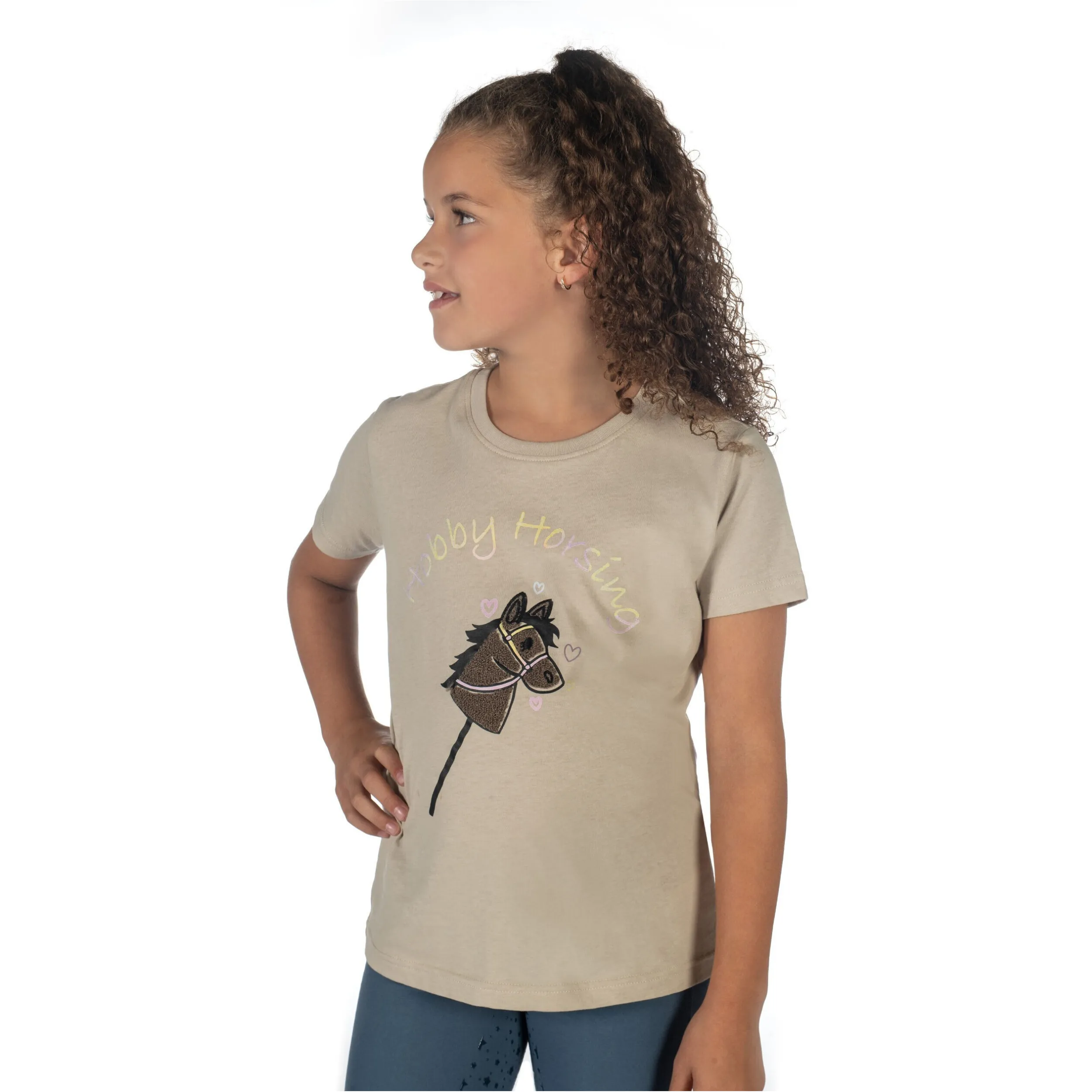 Kinder T-Shirt HOBBY HORSING RAINBOW beige