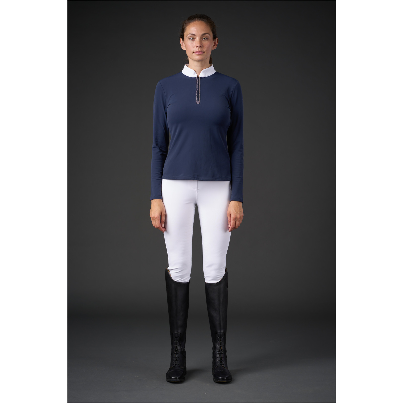 Damen Turniershirt Langarm VINICA half-zip navy
