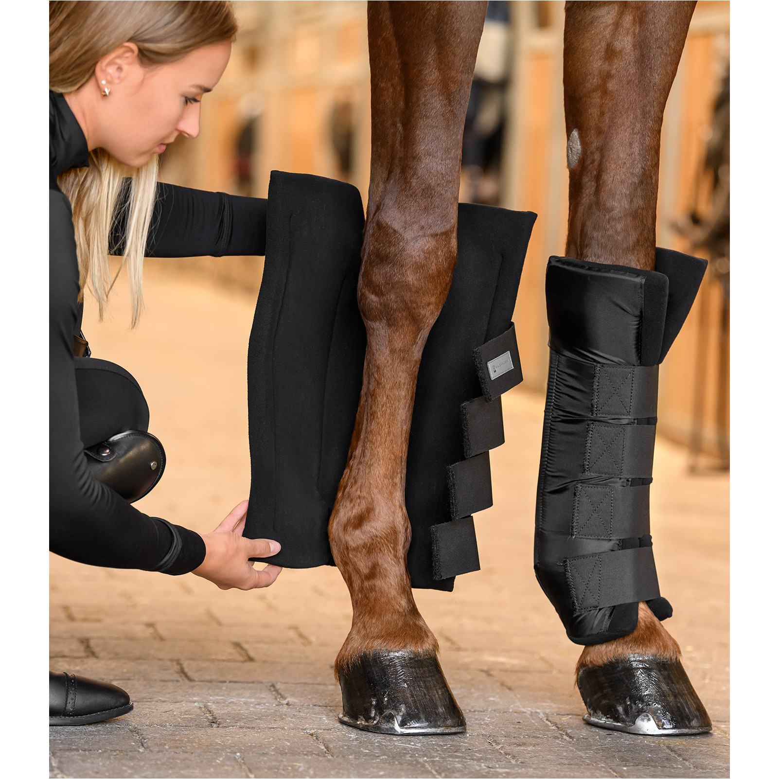 Stallgamaschen vorne mit Gelenksupport schwarz