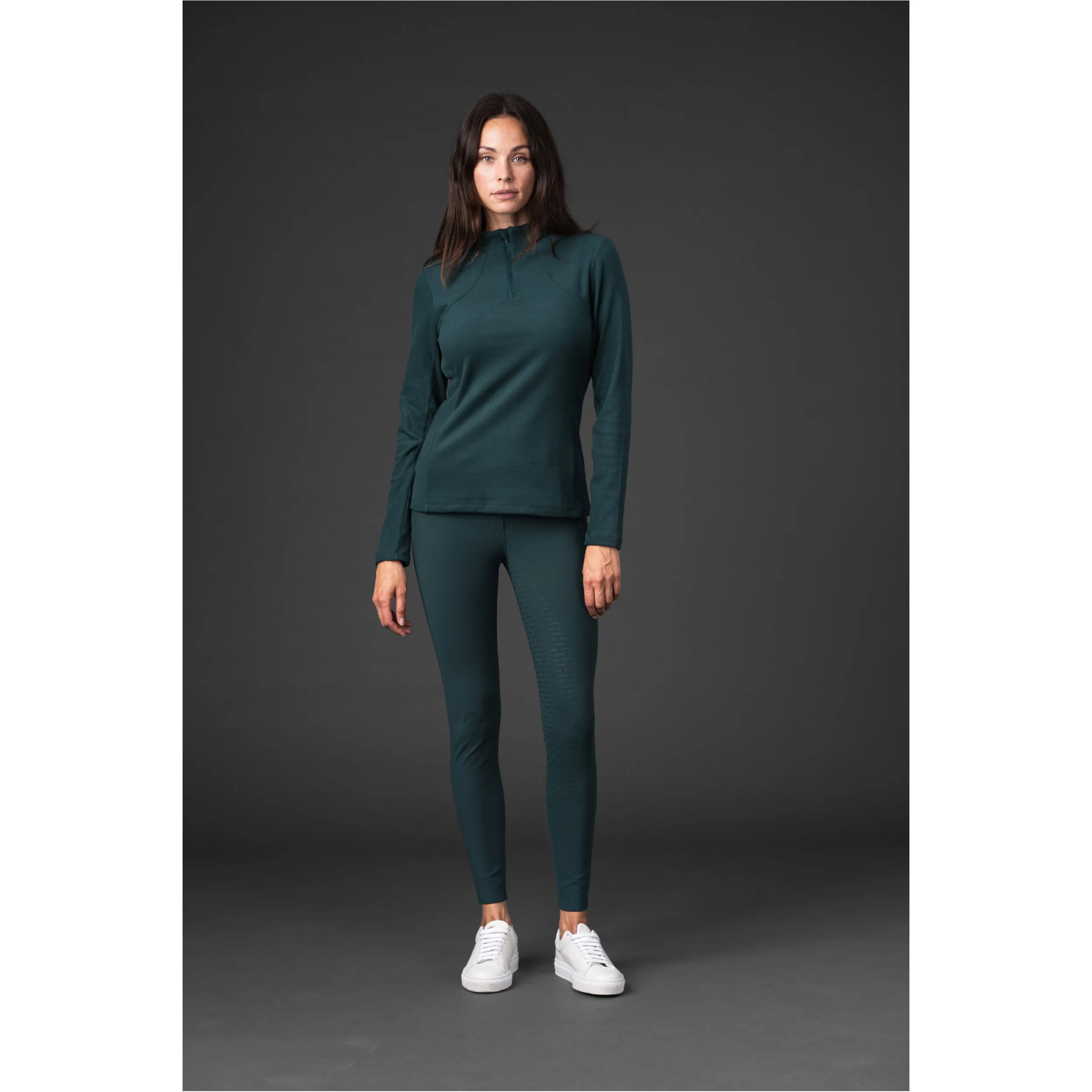 Damen Reitshirt Langarm VIOLETTA half-zip ponderosa pine