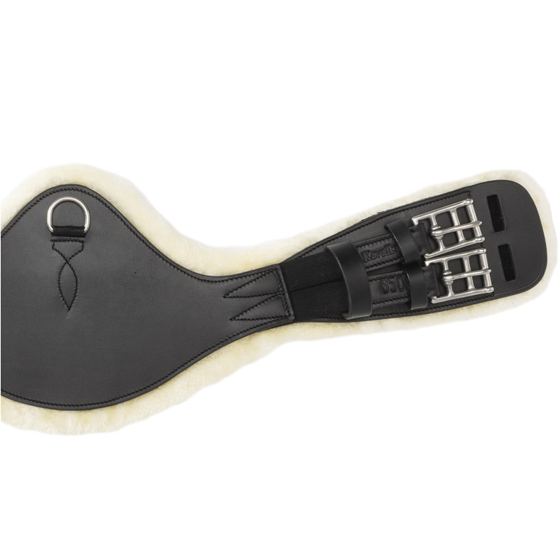 Lederkurzgurt geölt mit Kunstfell und Elast CASPER schwarz/beige