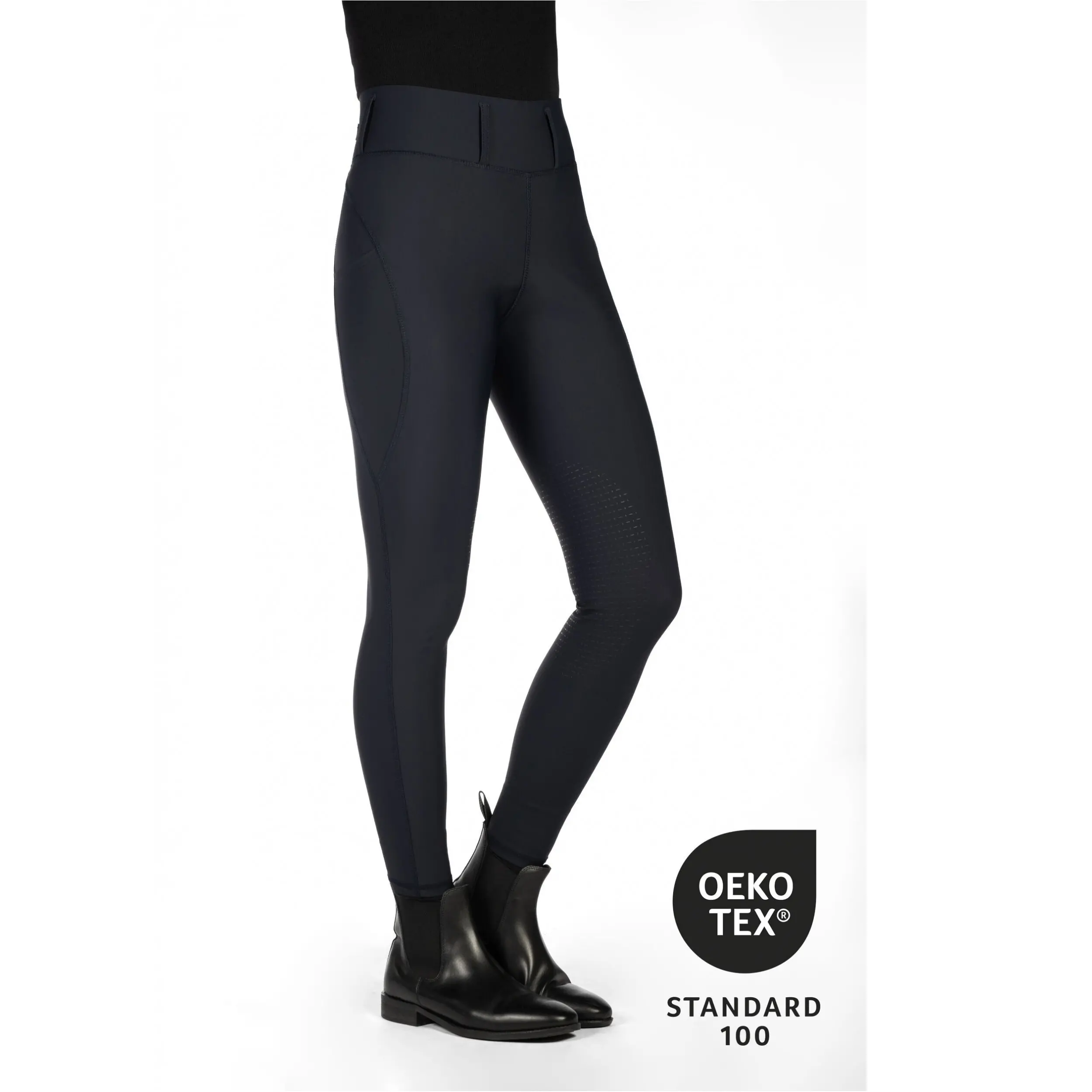 Damen Reitleggings Silikon Kniebesatz JIL HIGH WAIST schwarz