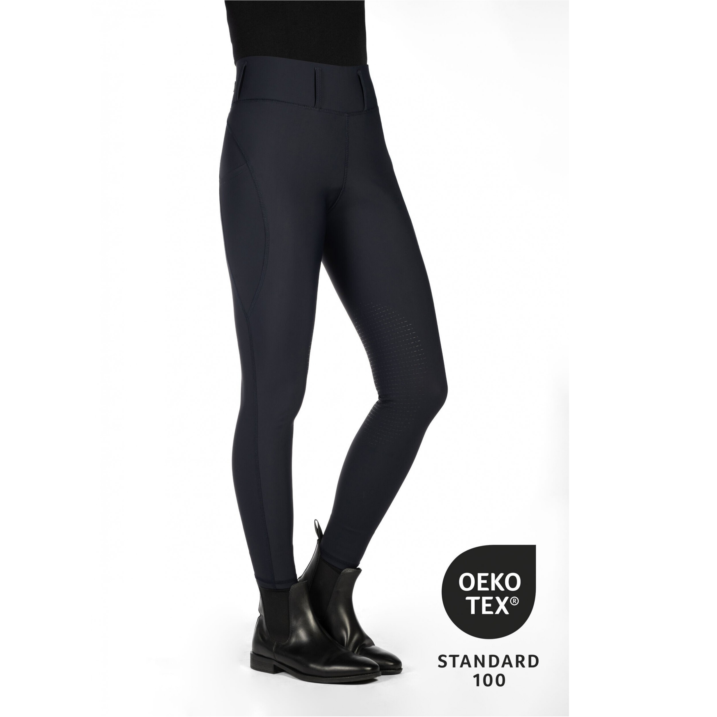 Damen Reitleggings Silikon Kniebesatz JIL HIGH WAIST schwarz