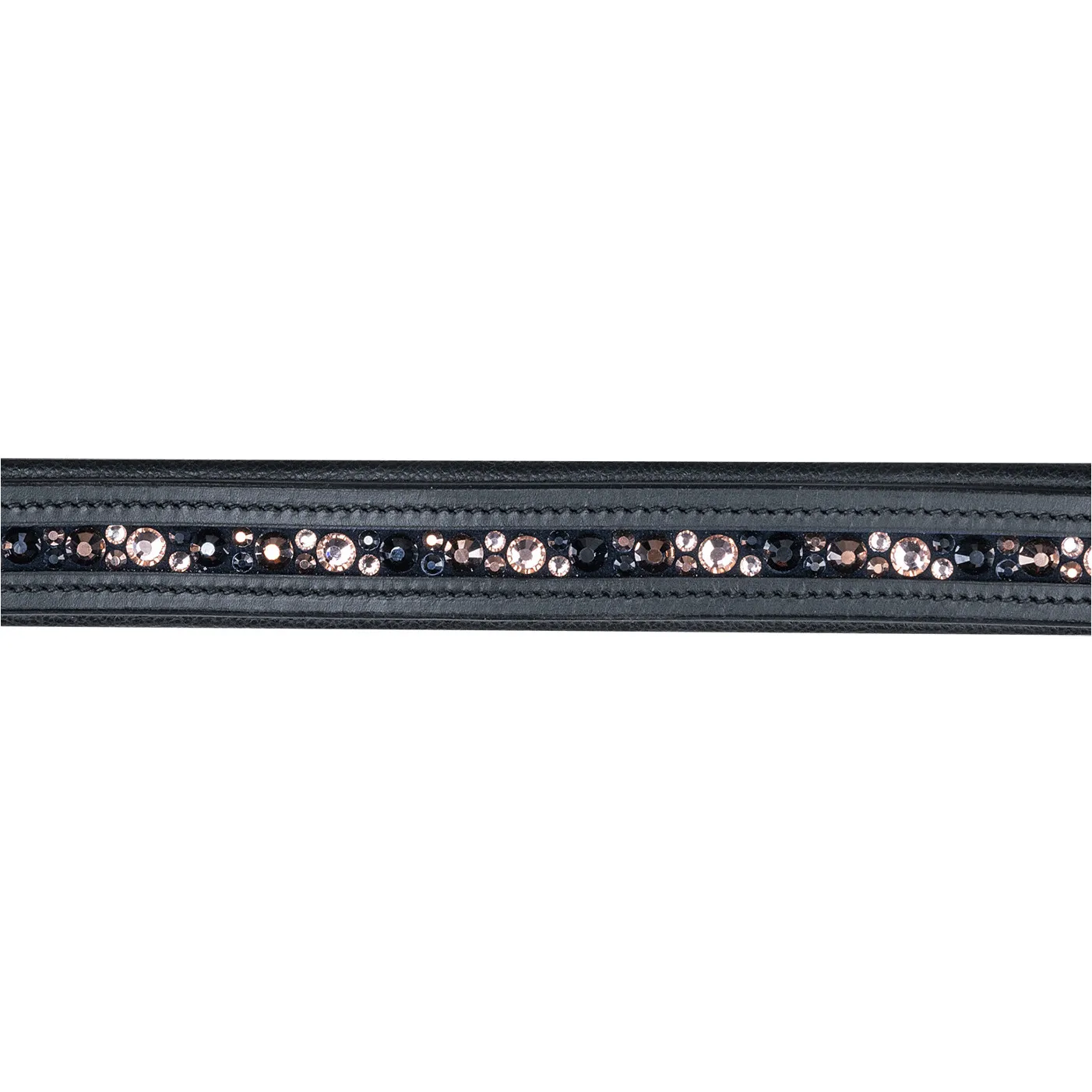 Lederhalfter mit dekorativen Glitzersteinen CRYSTAL schwarz/grau