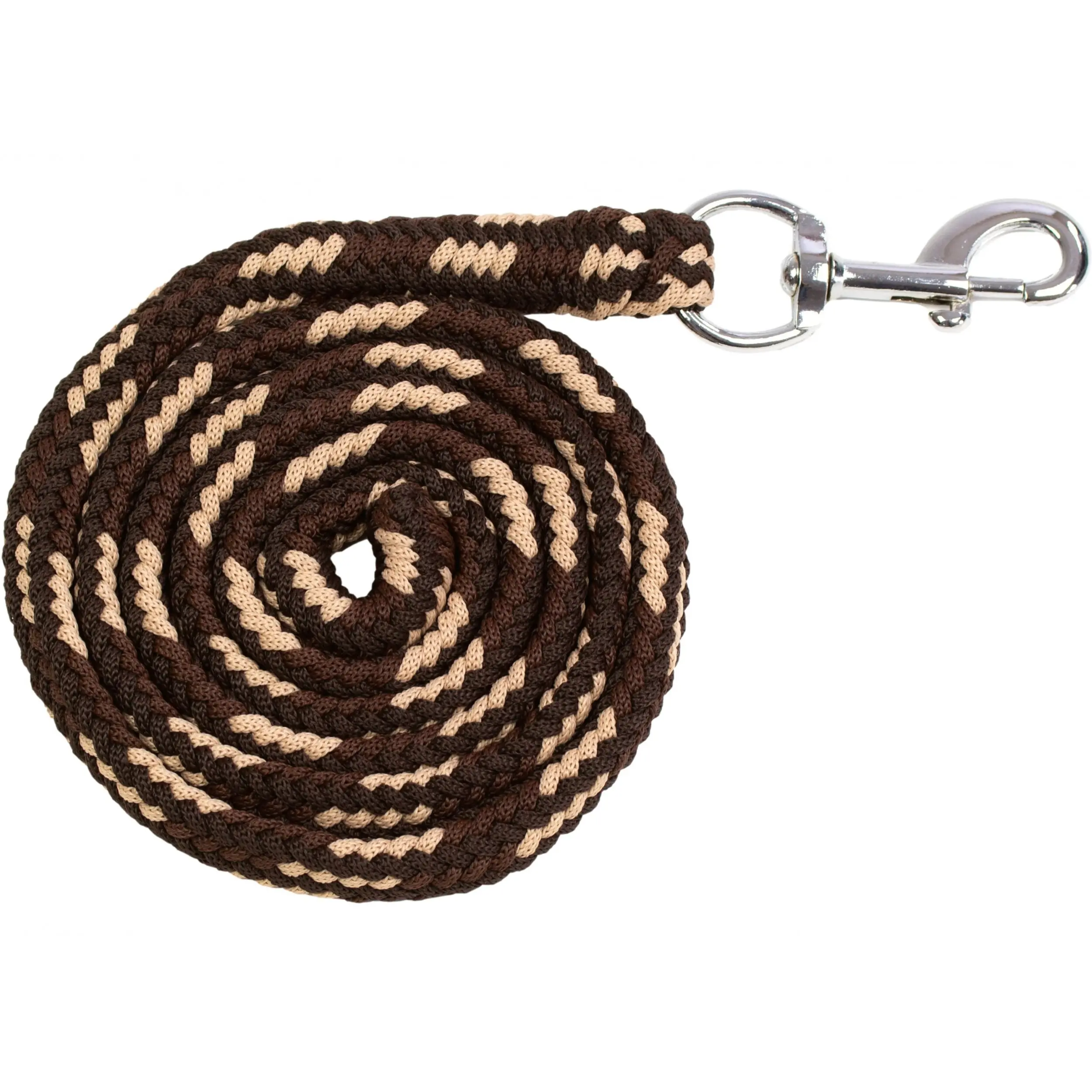 Führstrick mit Karabinerhaken BASICLINE dunkelbraun/hellbraun/beige 180cm