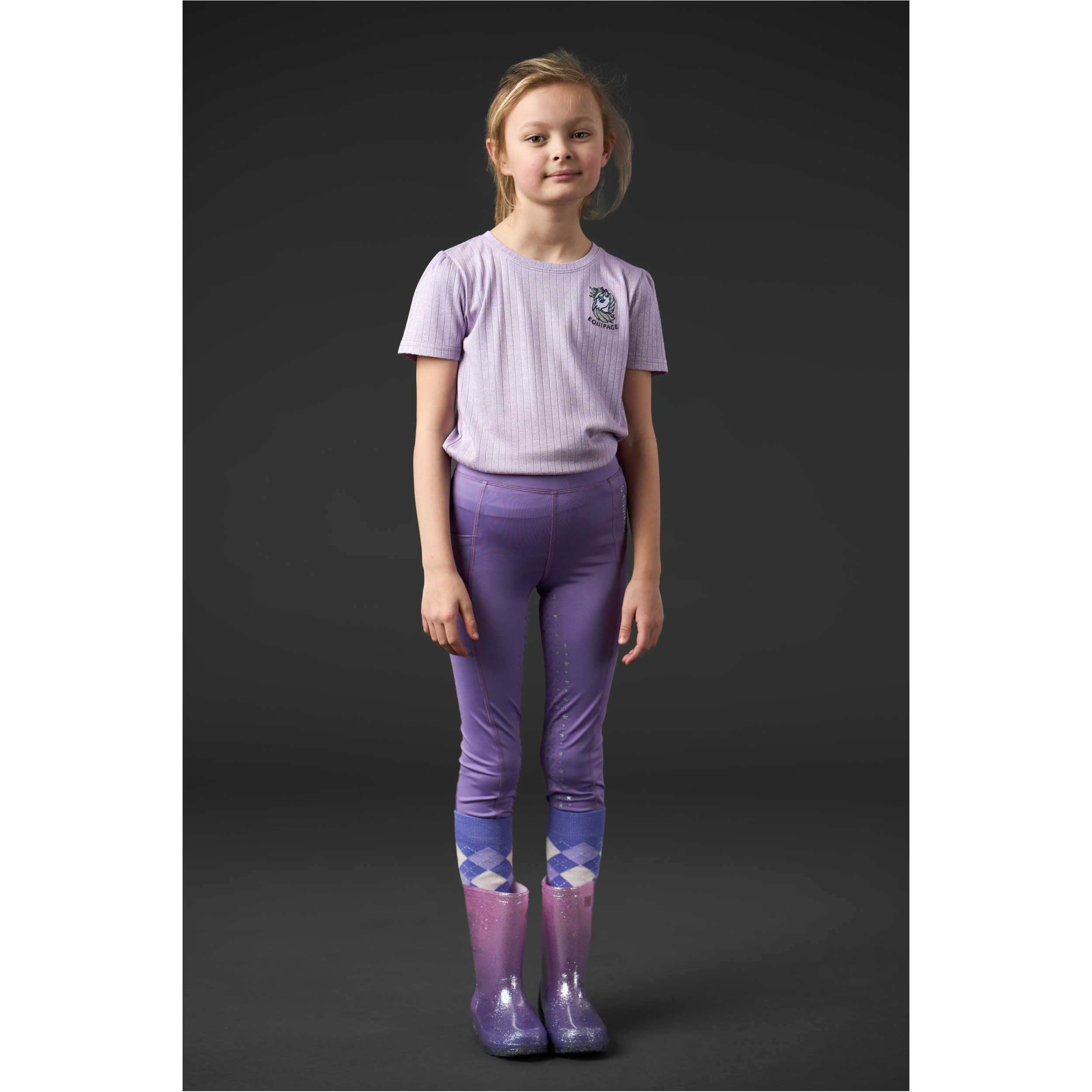 Kinder Reitleggings Silikon Vollbesatz MOLLY aster purple