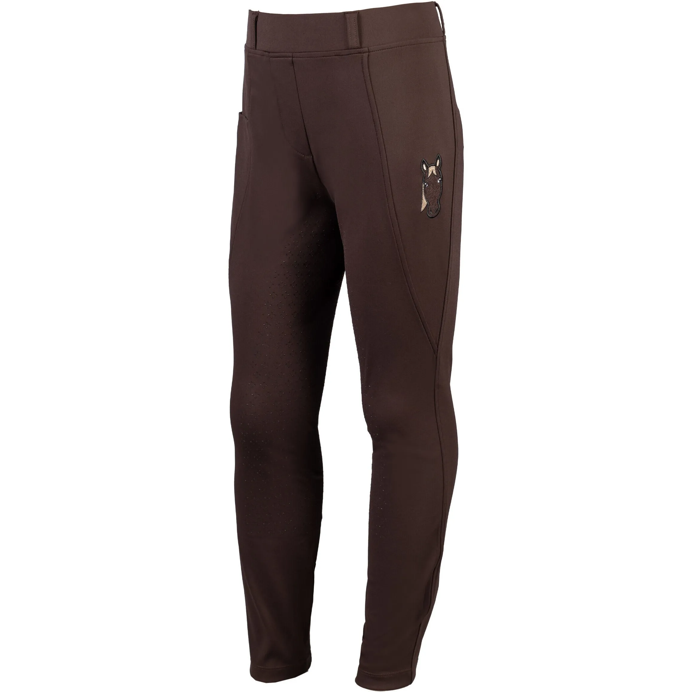 Winter Kinder Reitleggings Silikon Vollbesatz MIA dunkelbraun