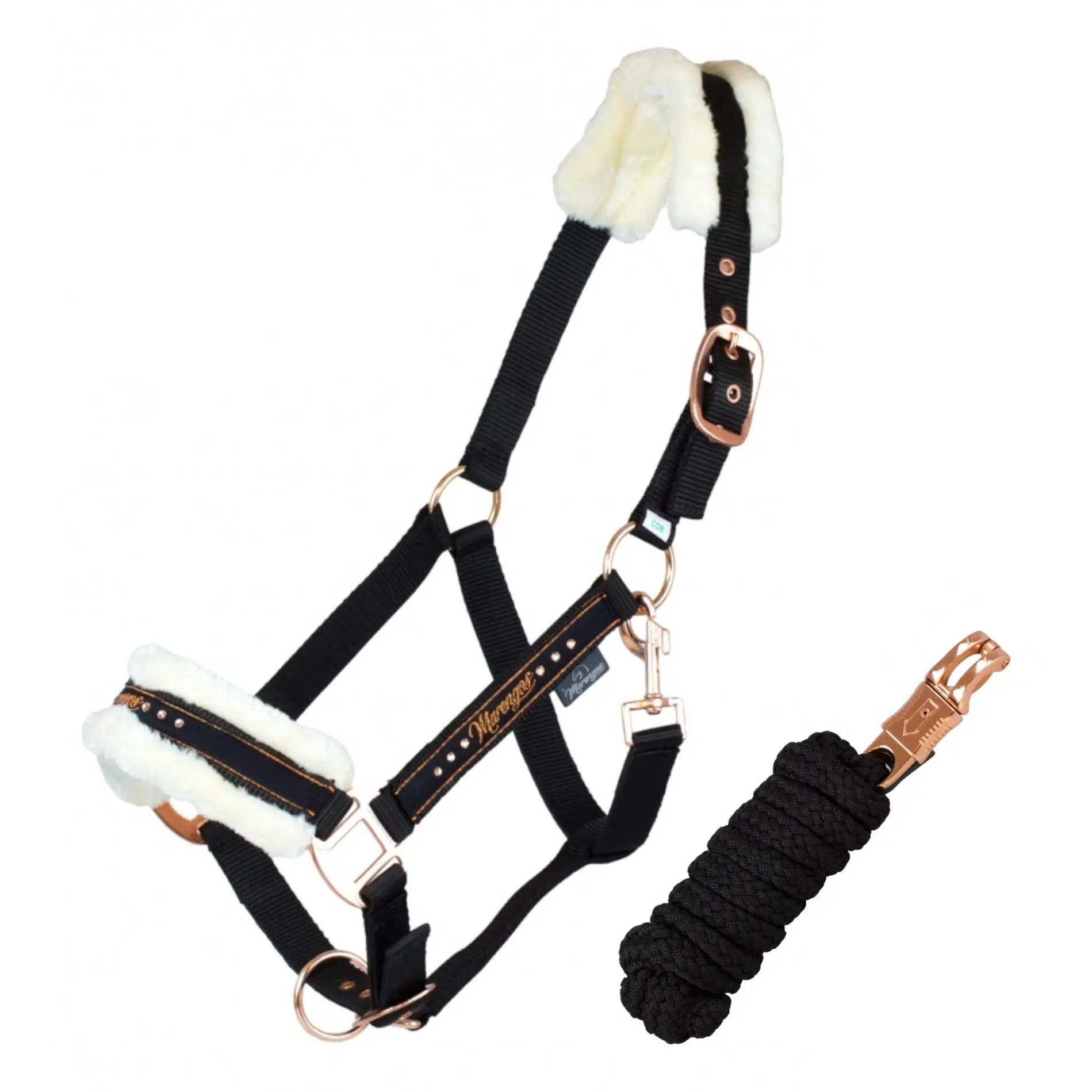 Halfter-Set mit Führstrick ELEGANT schwarz/roségold
