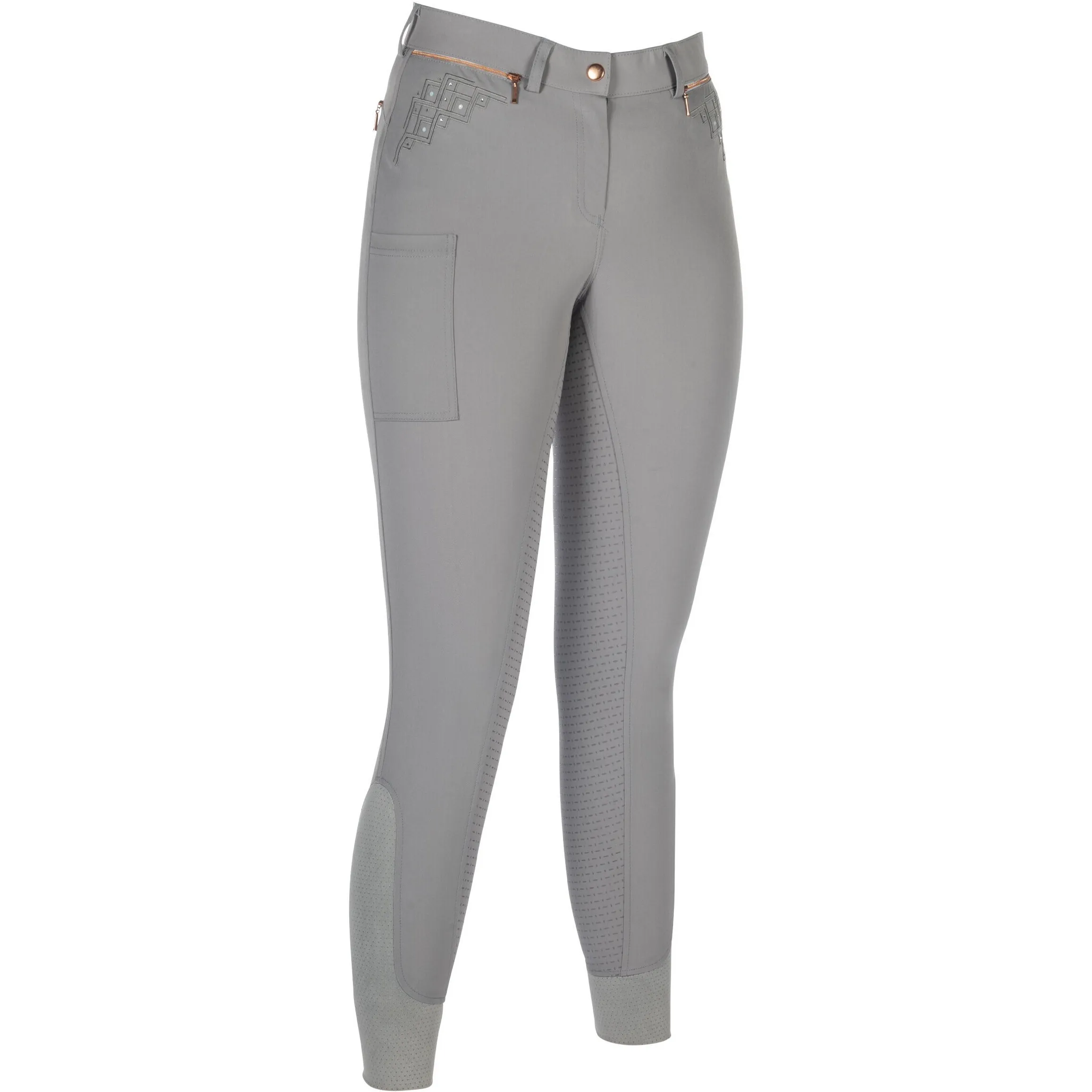 Damen Reithose Silikon Vollbesatz ROSEGOLD SPARKLE STYLE grau/rosegold
