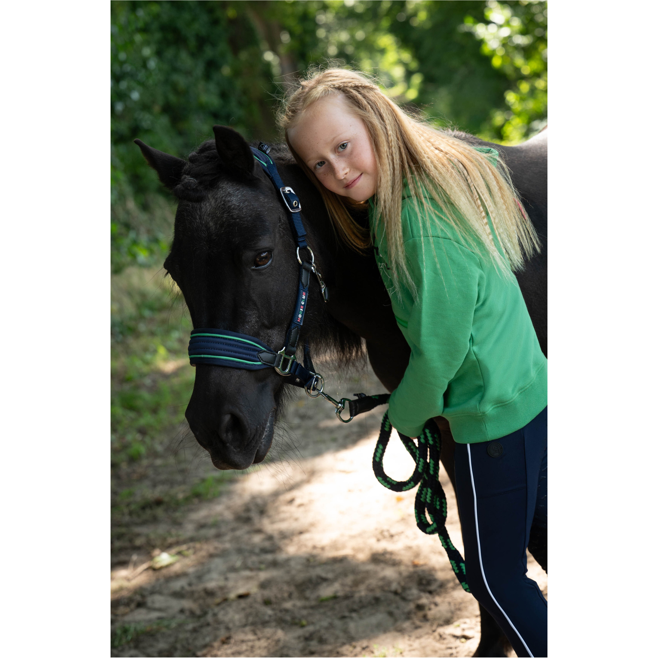 Führstrick mit Karabinerhaken MAUI dunkelblau/grün Führstrick mit Karabinerhaken MAUI dunkelblau/grün