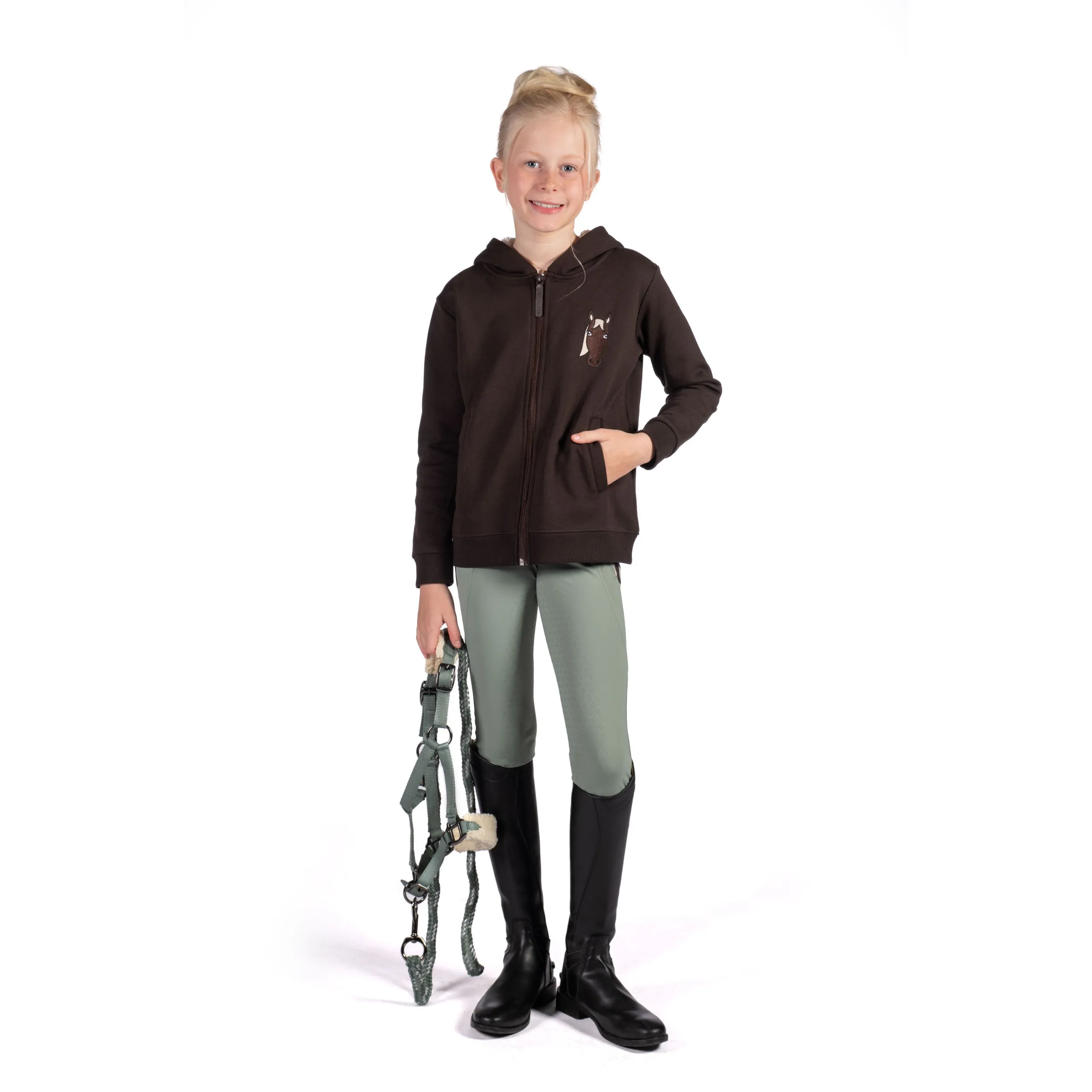 Winter Kinder Reitleggings Silikon Vollbesatz MIA salbei