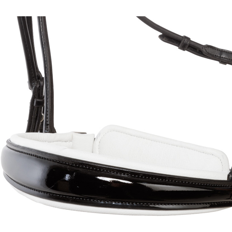 Kandarenzaum mit schwedischen Reithalfter FLEUR schwarz lack/weiß