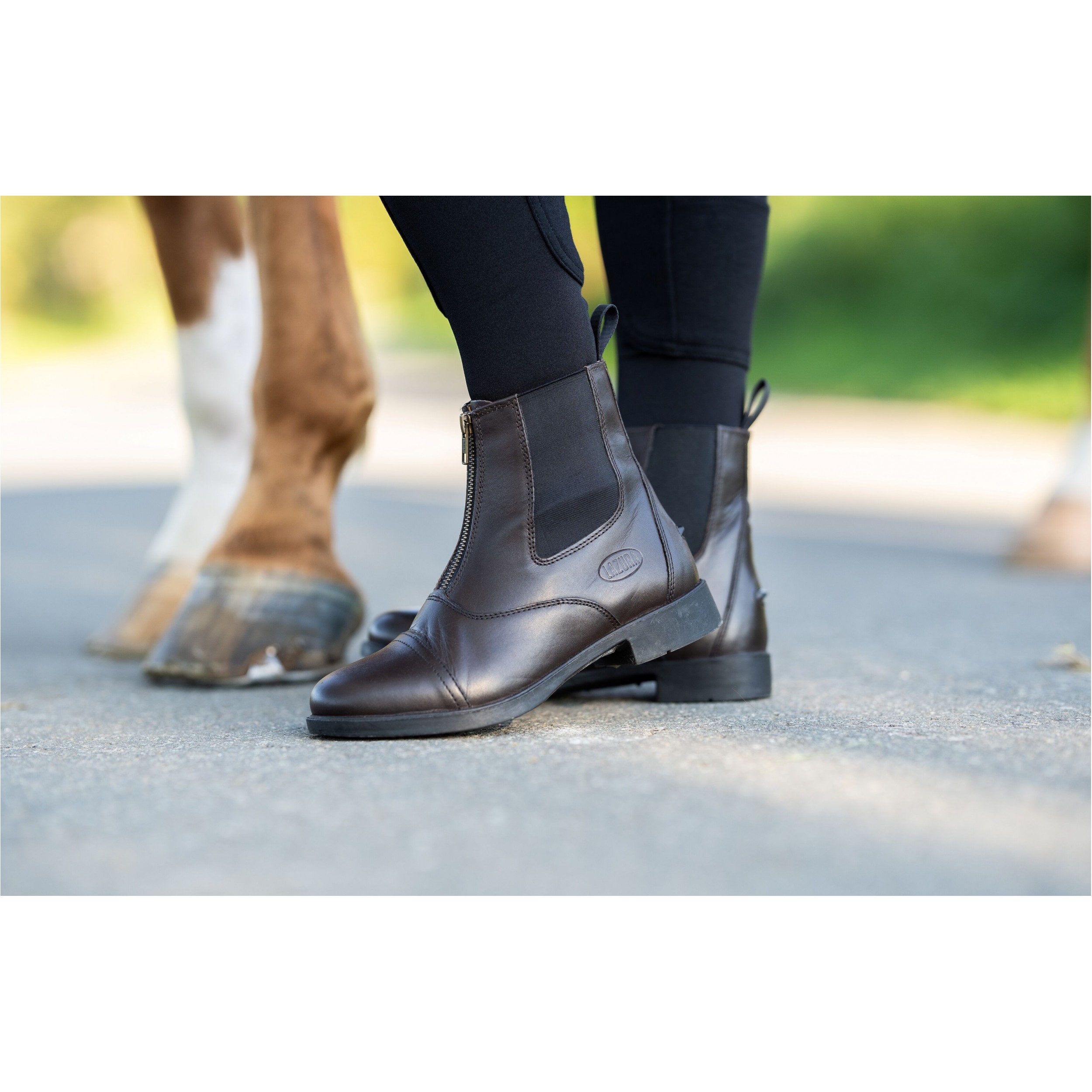 Reitstiefeletten CLASSIC Frontzip Echtleder braun