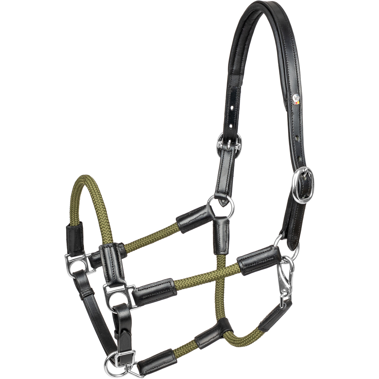 Lederhalfter X-Line NEVADA schwarz/grün
