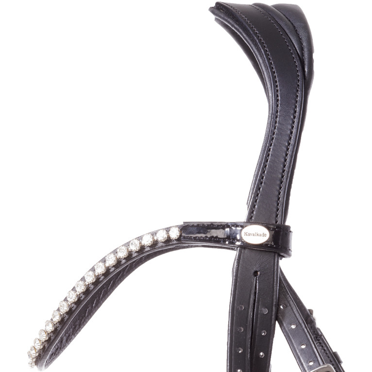 Trensenzaum mit mexikanischem Reithalfter LUCIA schwarz lack