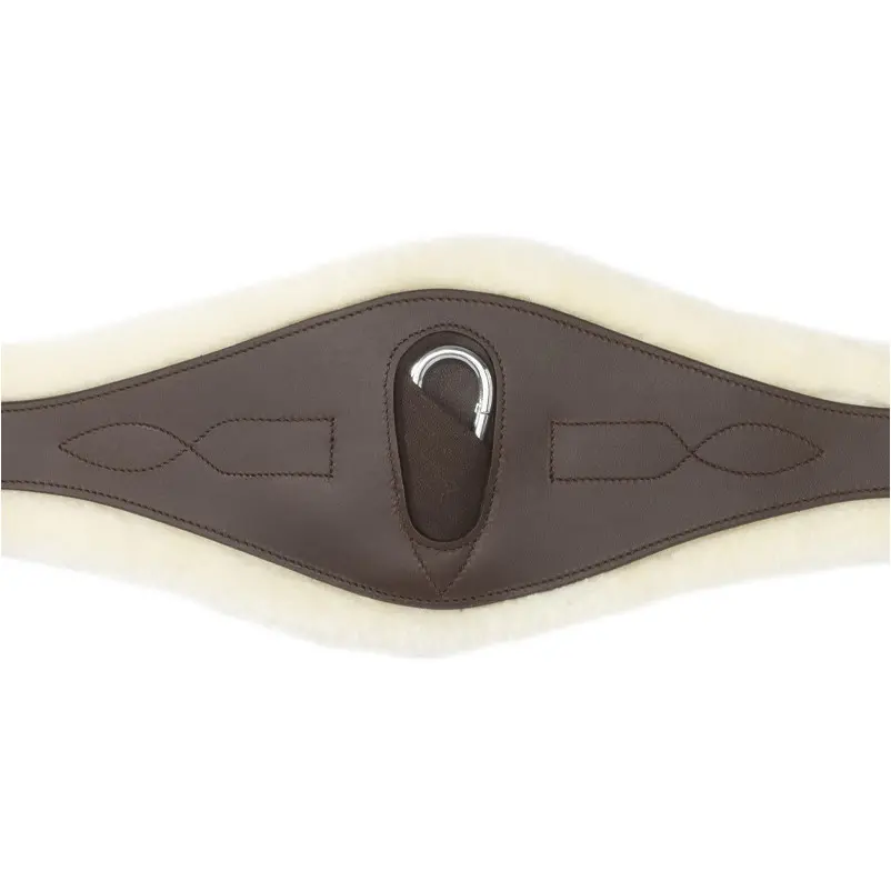 Ledersattelgurt geölt mit Kunstfell und Elast COMFORT braun/beige