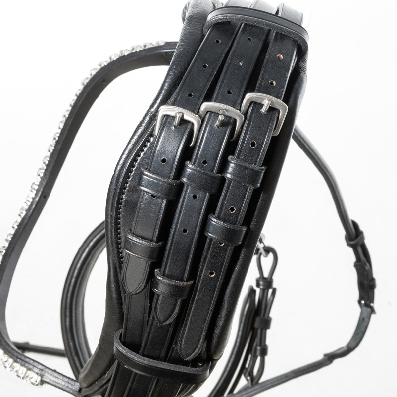 Kandarenzaum mit schwedischen Reithalfter FLEUR schwarz lack/schwarz