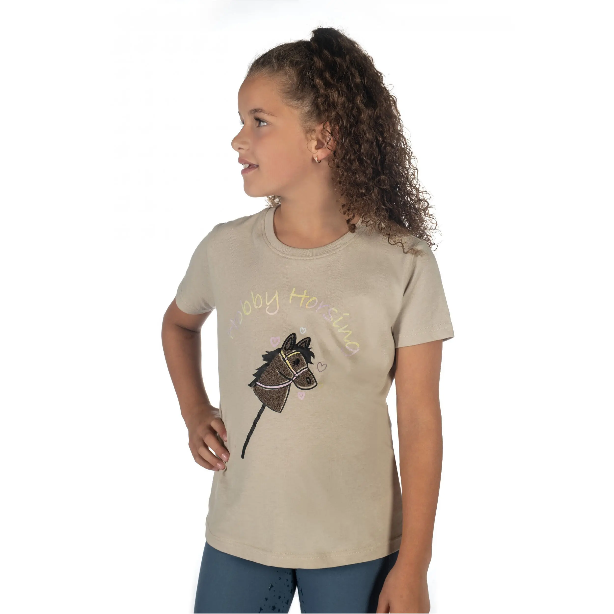 Kinder T-Shirt HOBBY HORSING RAINBOW beige
