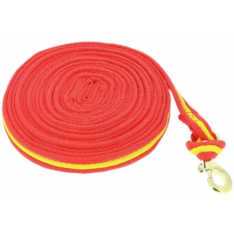 Longierleine weich gepolstert rot/gelb