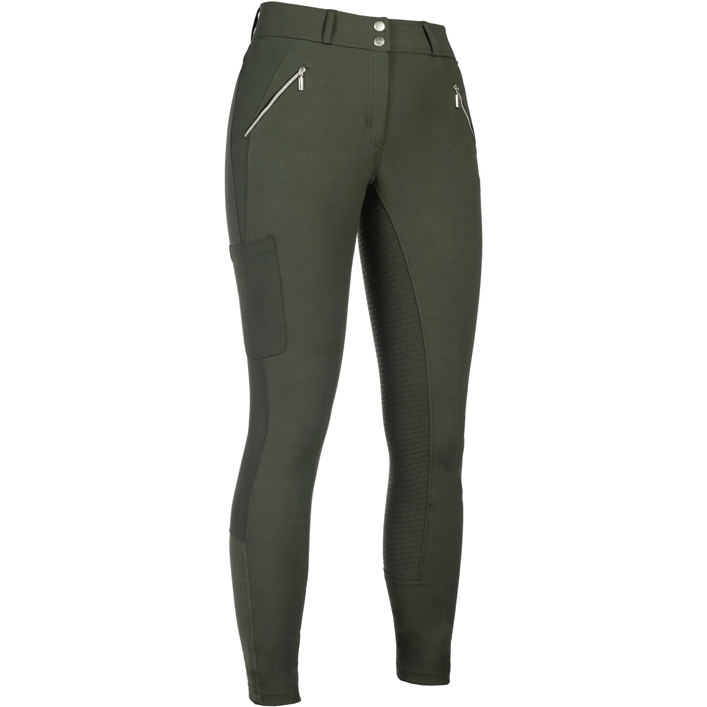 Damen Reithose Silikon Vollbesatz LIA HIGH WAIST olivgrün