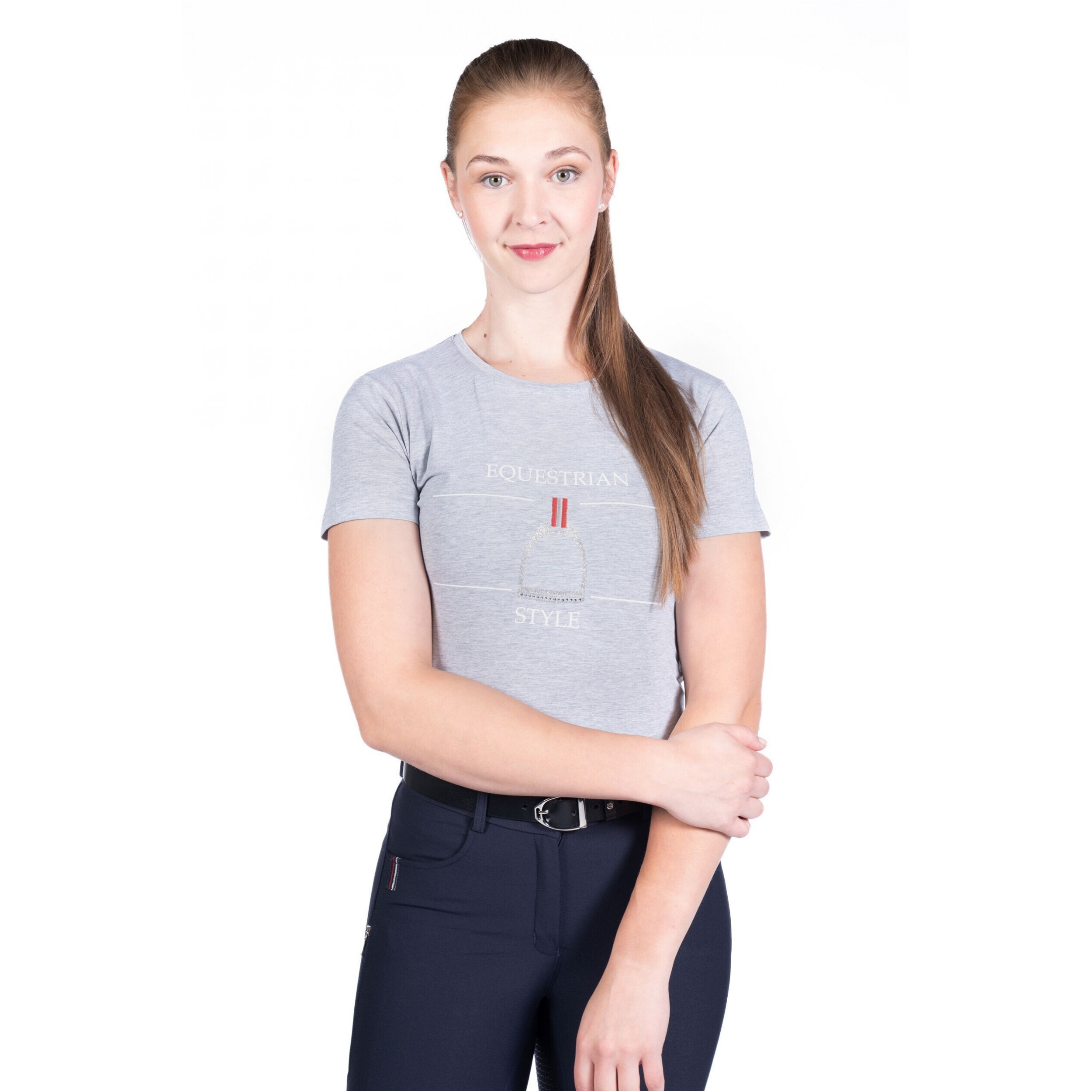 Damen T-Shirt EQUINE SPORTS STYLE grau meliert