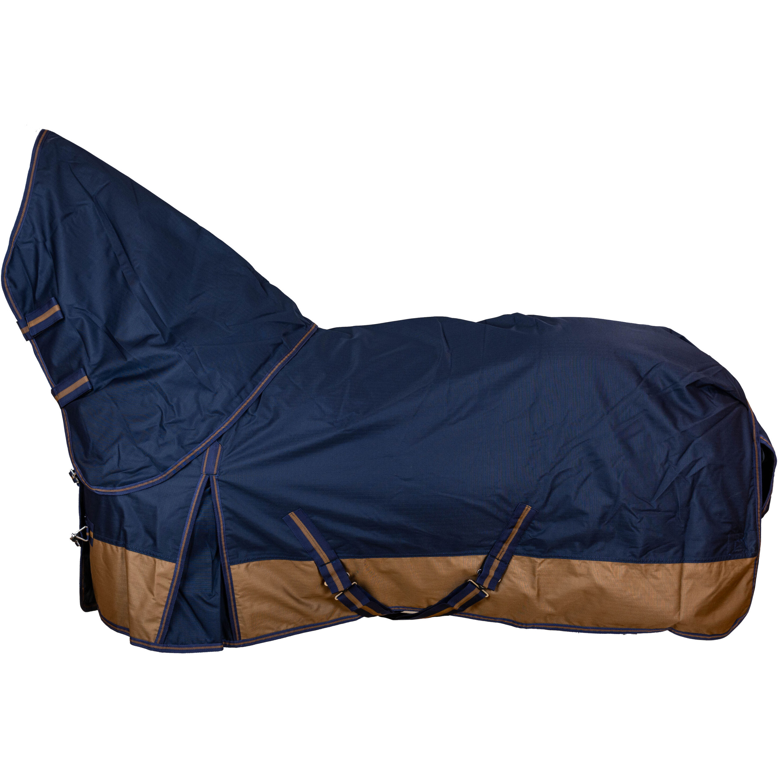 Winterdecke Full Neck 100g Füllung 600D BASICLINE dunkelblau/braun