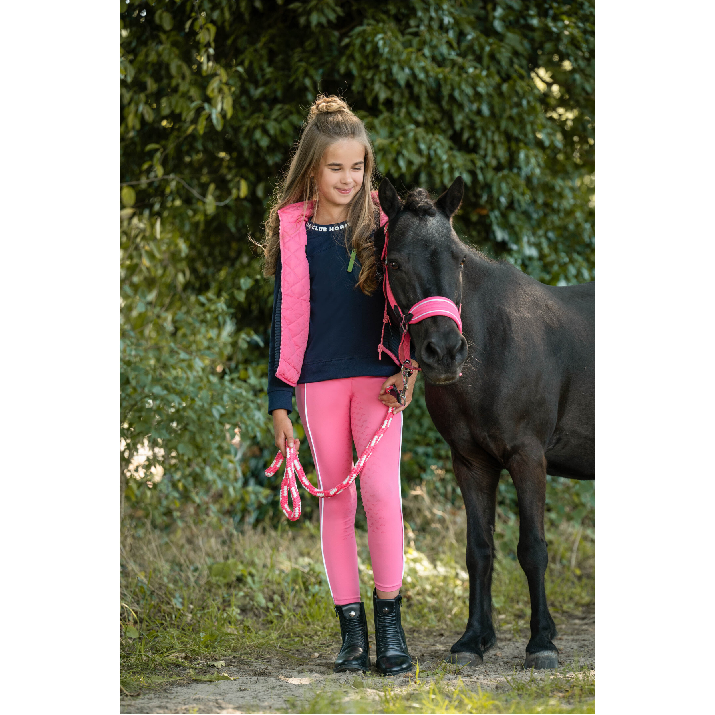 Führstrick mit Karabinerhaken MAUI pink/weiß