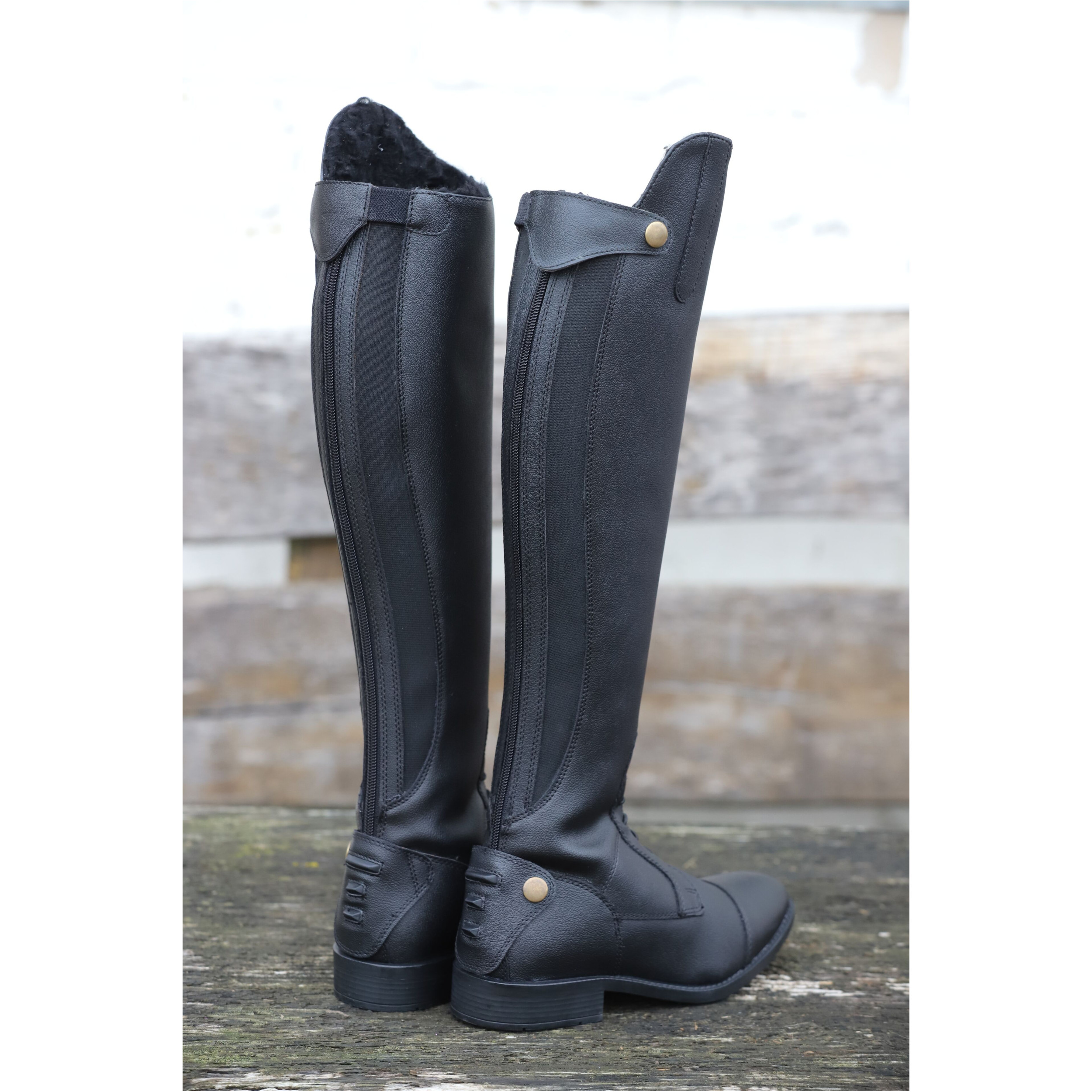 Winter Damen Reitstiefel CALGARY Kunstleder schwarz