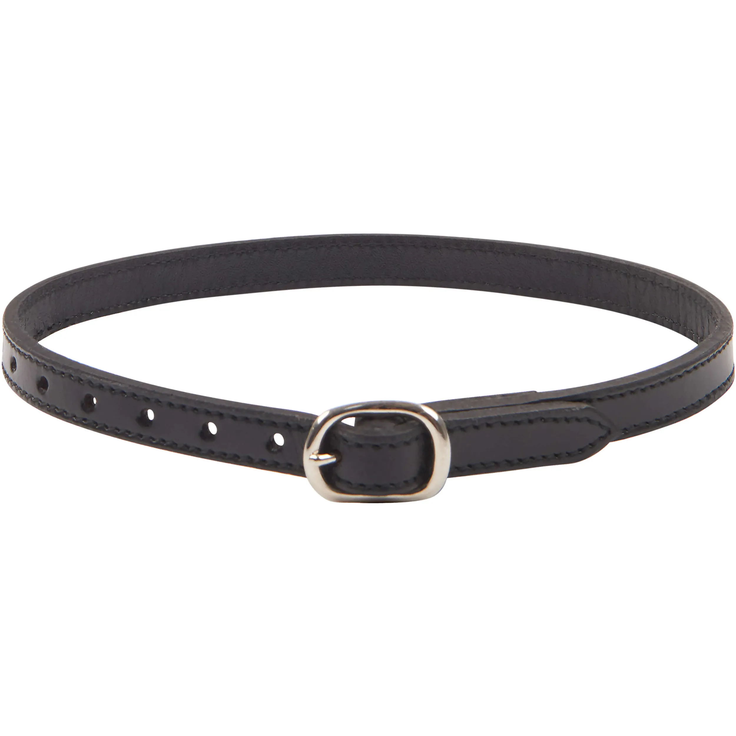 Sporenriemen doppelt genäht Leder 12mm schwarz