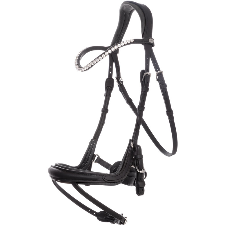 Trensenzaum englisch kombiniert CALIANO CERRA Leder geölt schwarz/silber