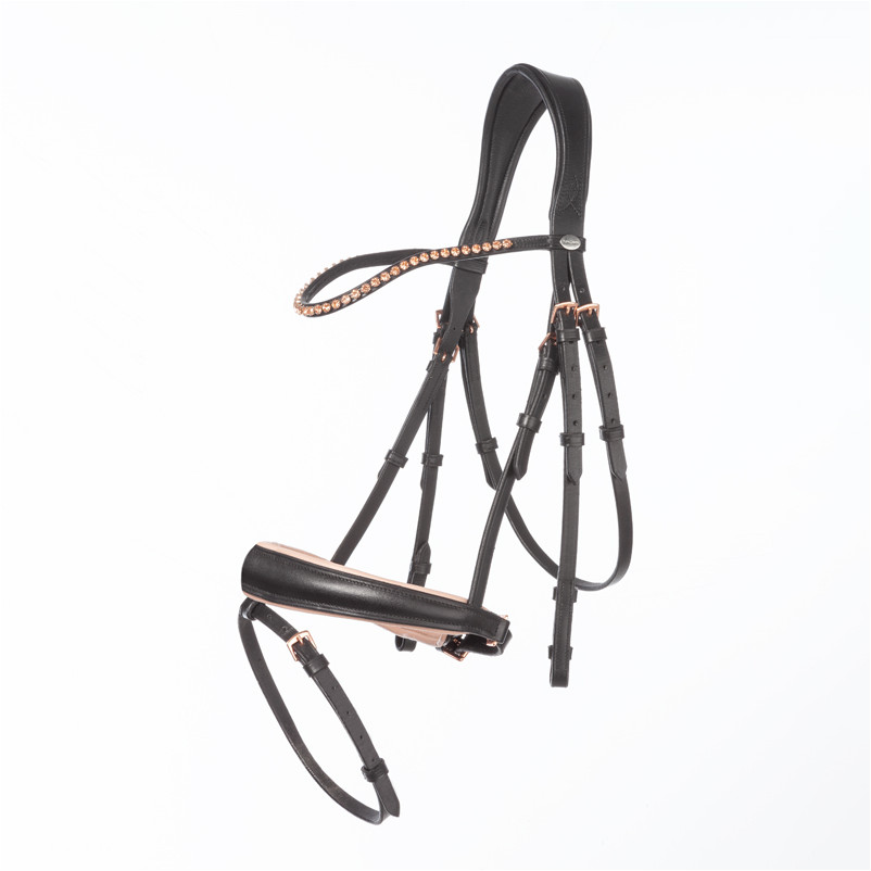 Trensenzaum mit schwedischen Reithalfter ROSE schwarz