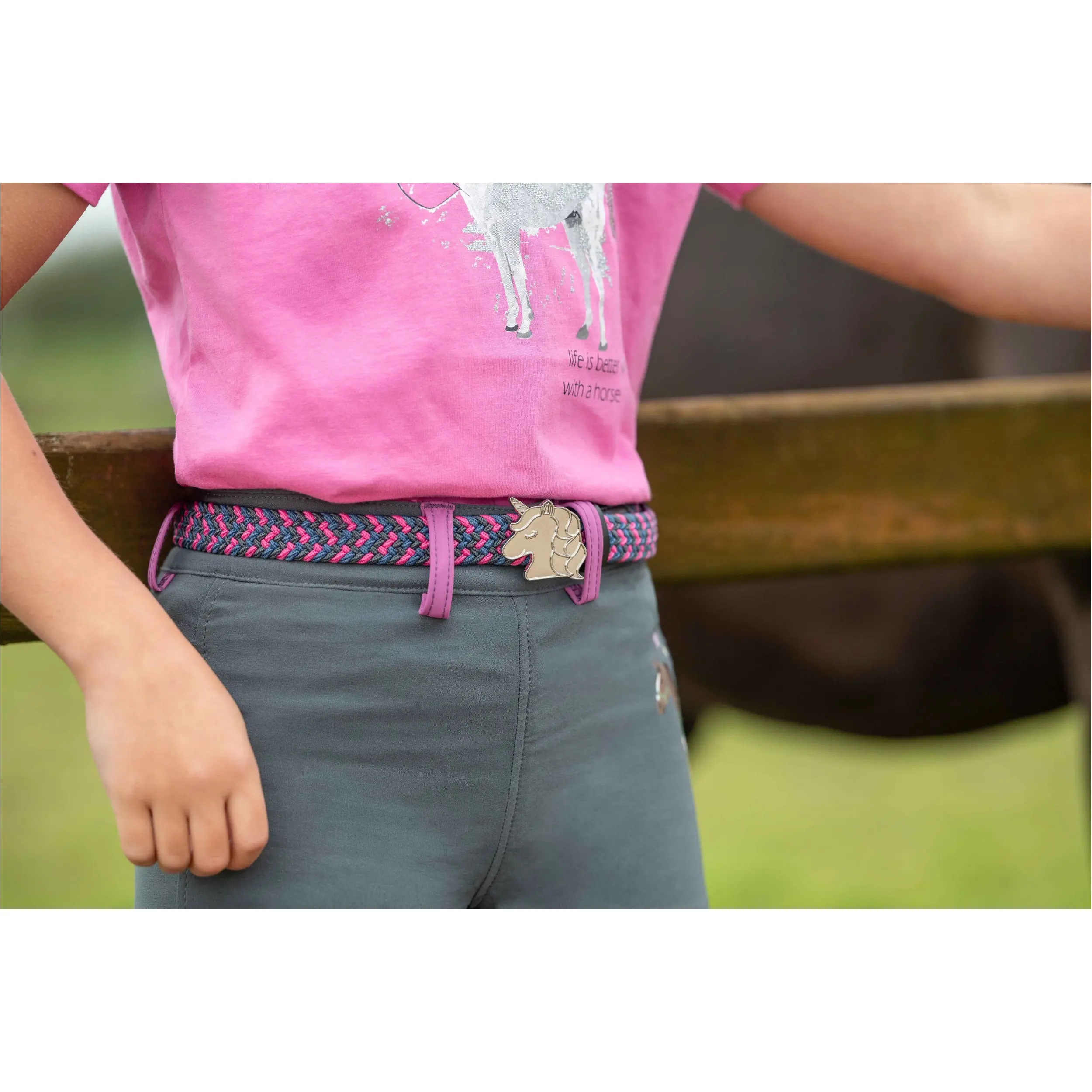 Kinder Stretchgürtel CLAIRE KIDS pink/grün