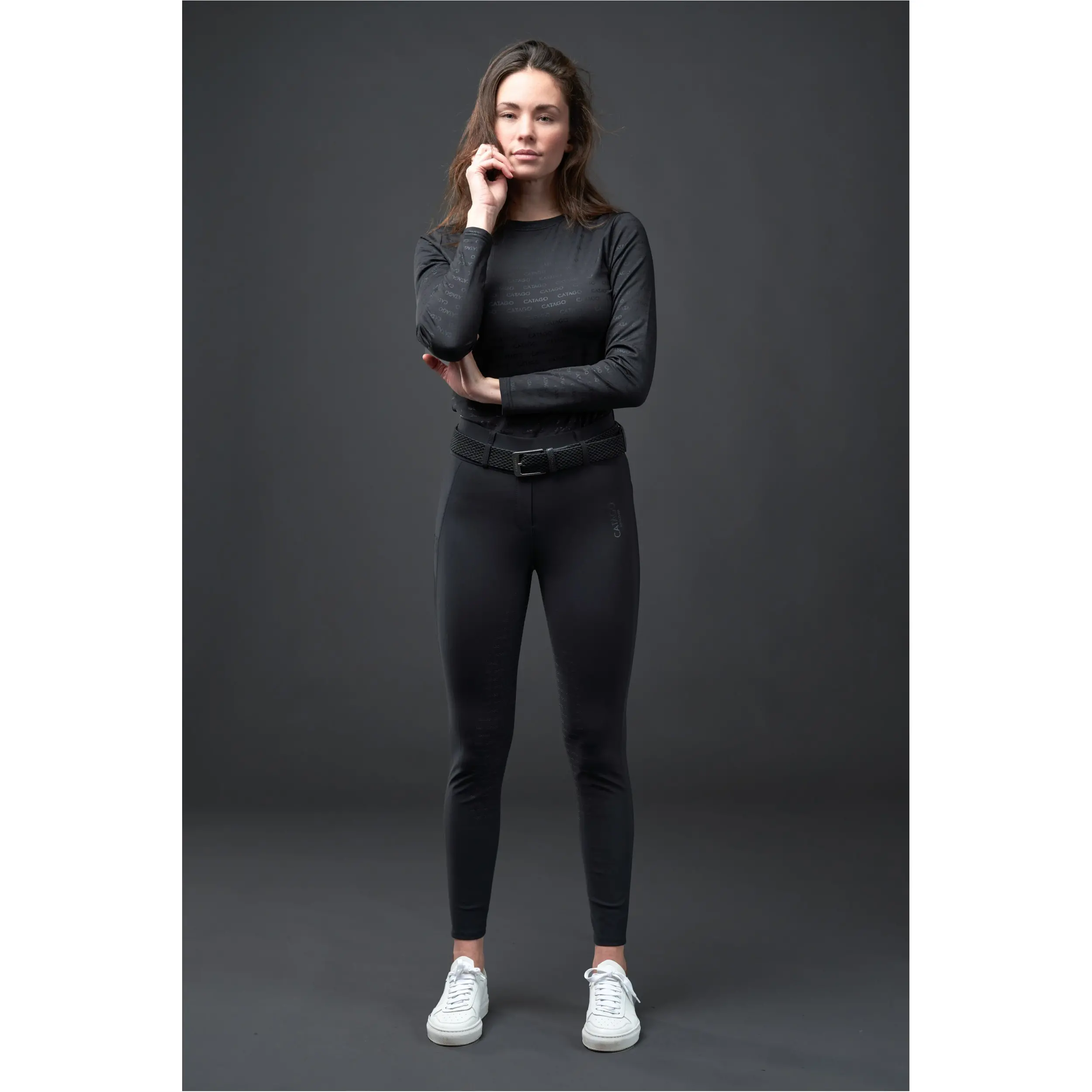 Damen Reitleggings Silikon Vollbesatz RIVER F/G mit Gürtelschlaufen schwarz