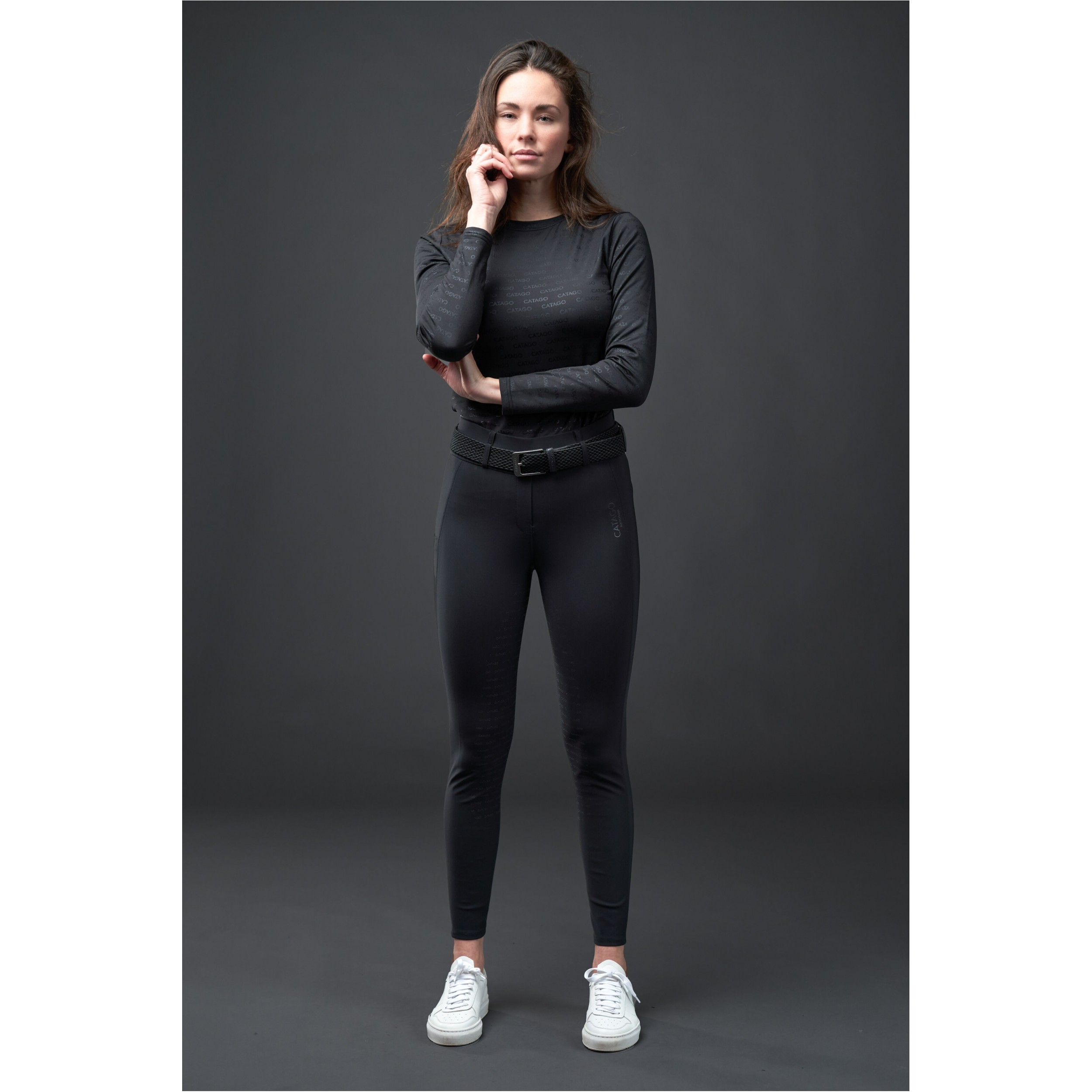 Damen Reitleggings Silikon Vollbesatz RIVER F/G mit Gürtelschlaufen schwarz
