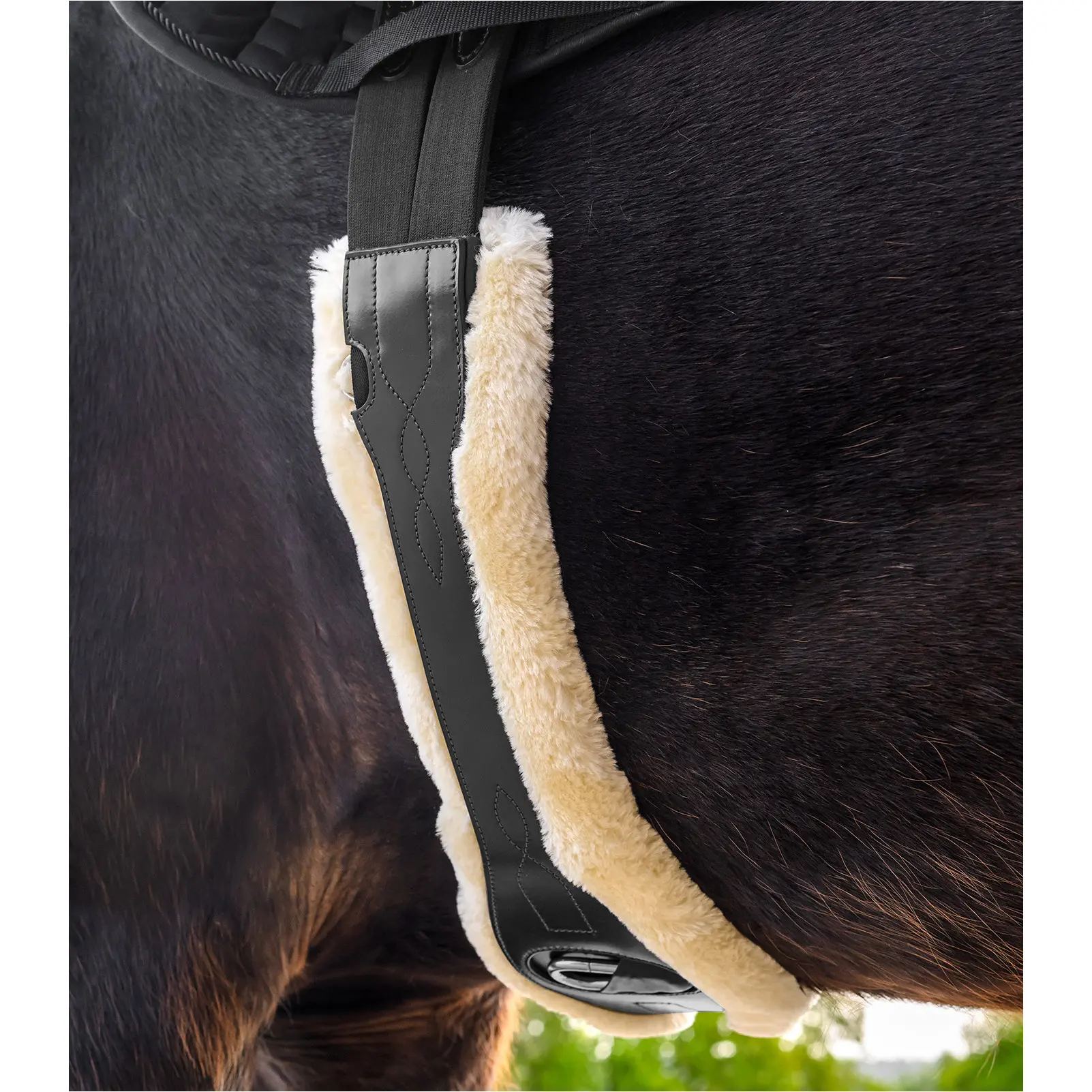 Ledersattelgurt mit ECO Wool schwarz